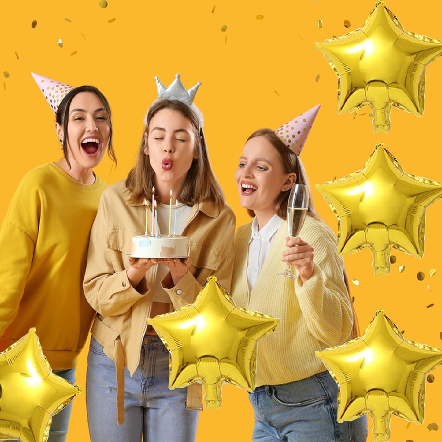 50 Pieces 10" Gold Foil Star Balloons for Party Decorations