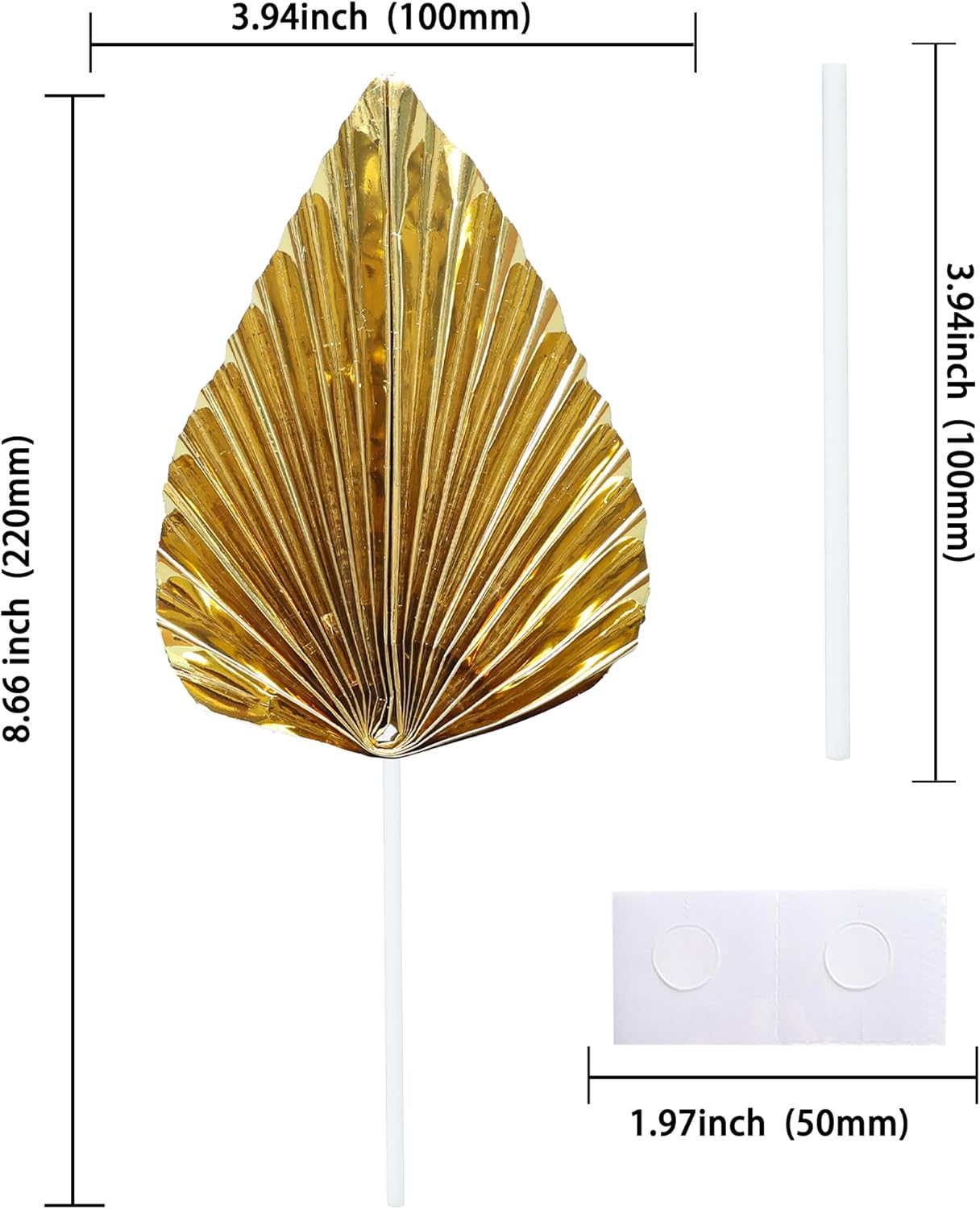 Gyufise 6Pcs Paper Palm Fan Cake Toppers Palm Spear Leaves Fan Cupcake Toppers Cake Insert Decorations Craft DIY Cake Bakeware Decoration for Birthday Party Wedding Party Decor Supplies Light Gold