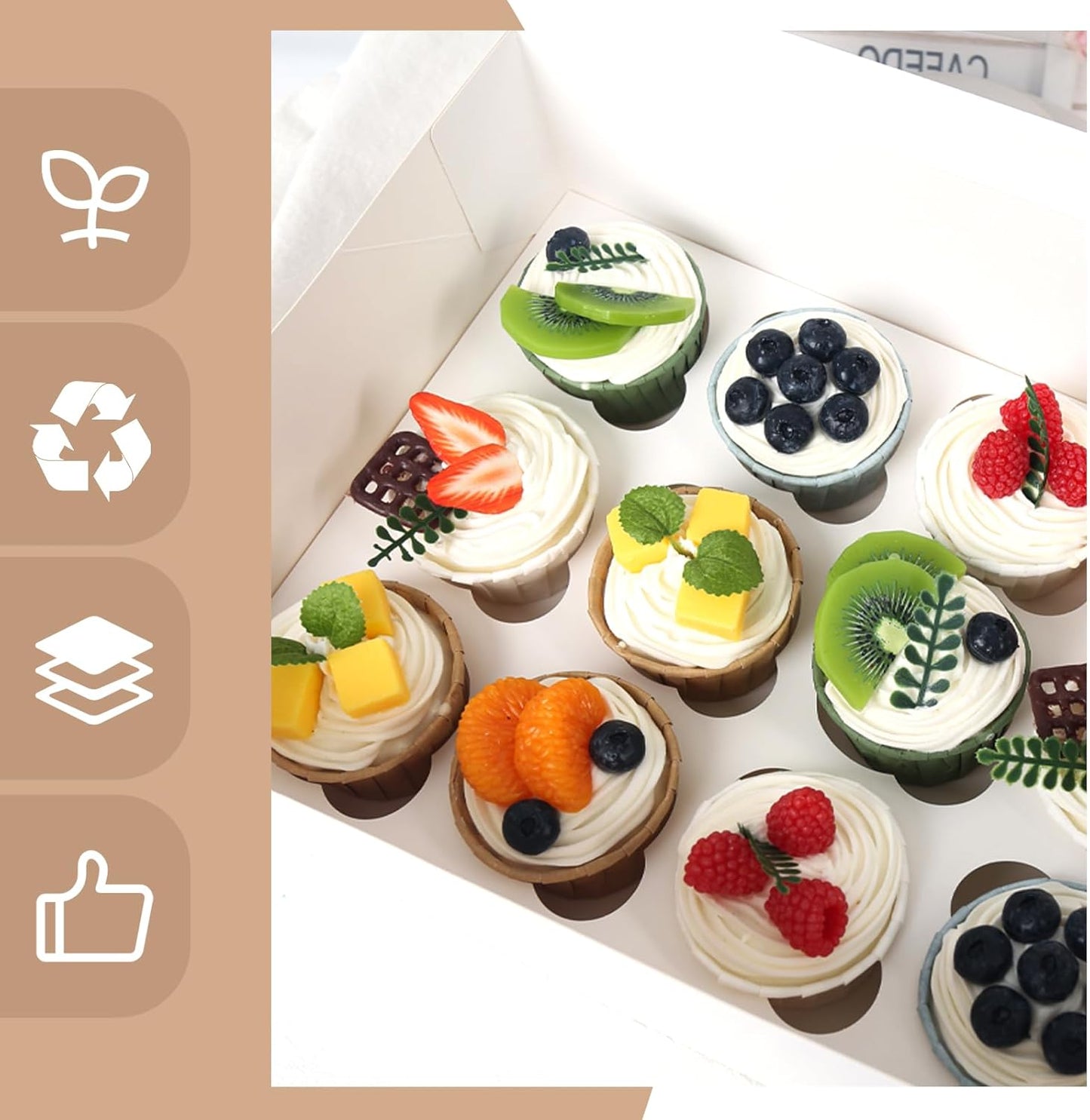 VGOODALL 3PCS White Cupcake Container, 12 Count with Window Boxes Holding 36 Pastry Box for Birthday Holiday Party Bakery Supplies