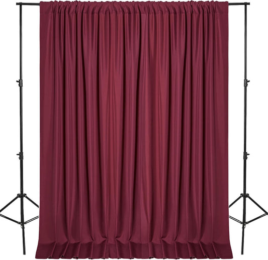 DWCN 10x7 FT Burgundy Backdrop Curtains for Parties, Photography Backdrop Drapes with Rod Pockets for Wedding Decorations Stage Birthday Family Gatherings, 2 Panels 5ft x 7ft