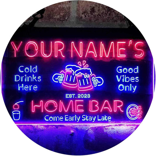 ADVPRO Personalized Your Name Custom Home Bar Beer Established Year Dual Color LED Neon Sign Blue & Red 24 x 16 Inches st6s64-p1-tm-br