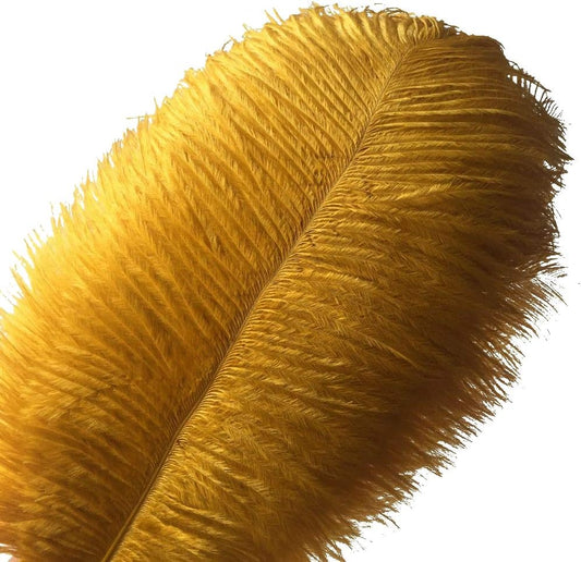 Sowder 14-16inch(35-40cm) Ostrich Feathers Plume for Wedding Centerpieces Home Decoration Pack of 10pcs(Golden)