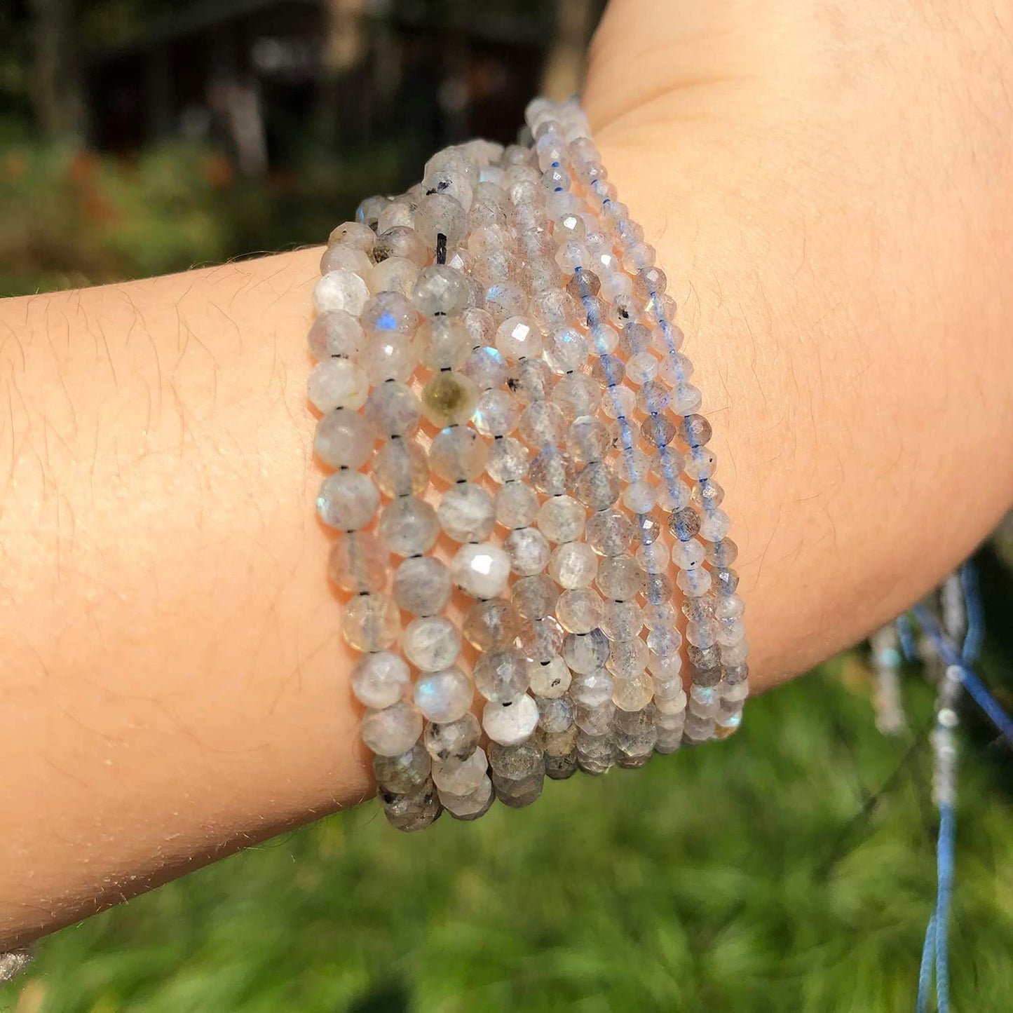 Song Xi 90pcs 4mm Natural Gray Labradorite Gemstone Beads Faceted Round Loose Stone Beads for Jewelry Making