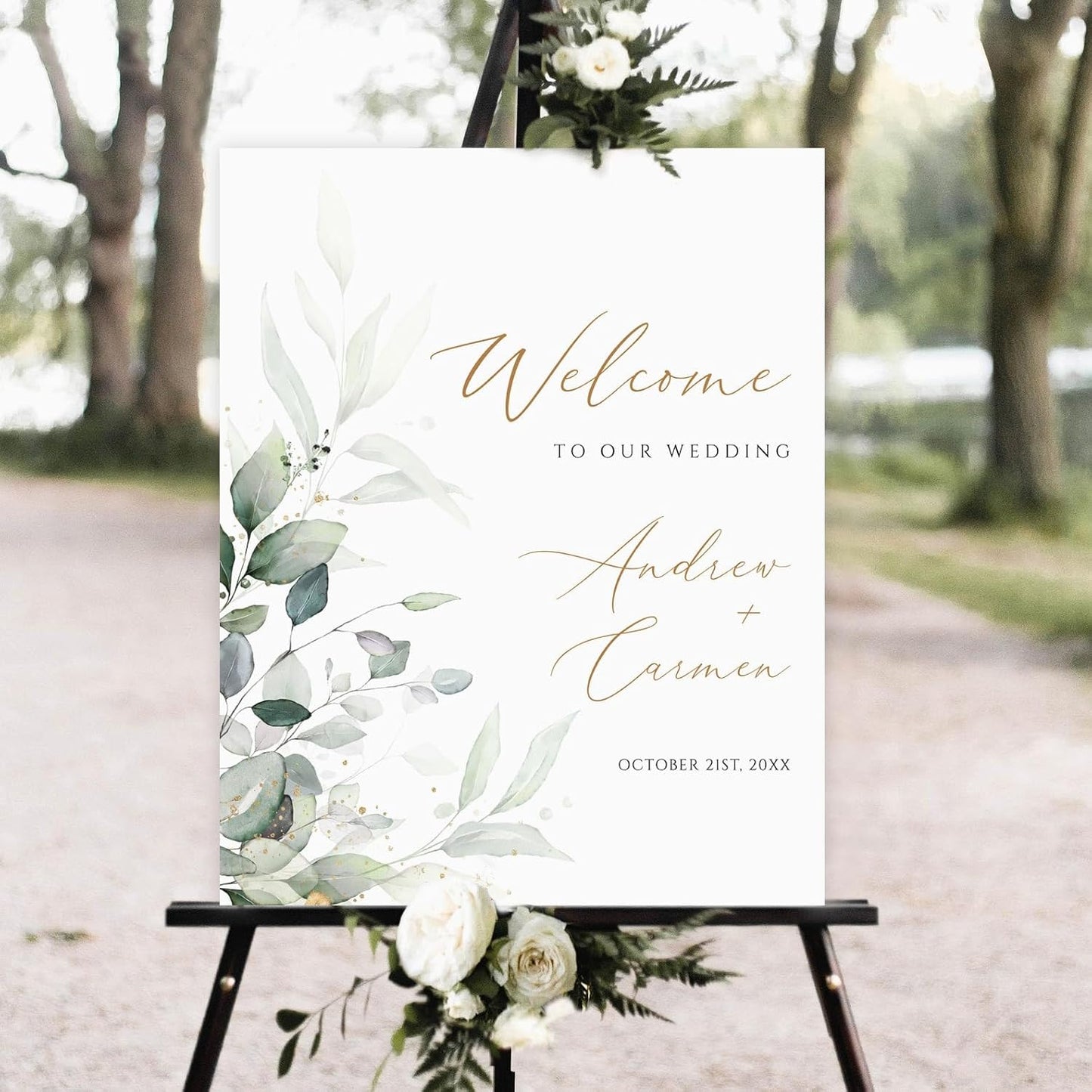 Welcome Wedding Sign Personalized, Personalized Wedding Welcome Sign Greenery boho