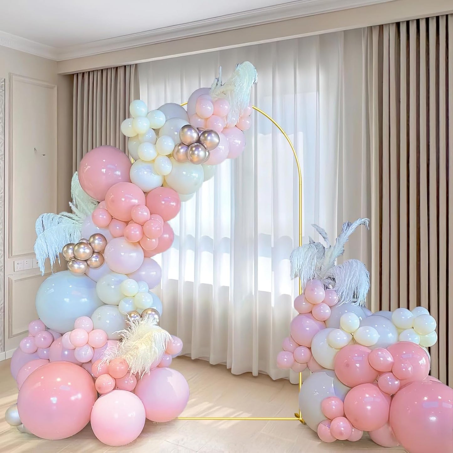 Wedding Arch Backdrop Stand 6.6FT Gold Wedding Balloon Arched Backdrop Stand Square Arch Frame for Birthday Party Bridal Baby Shower Ceremony Decoration