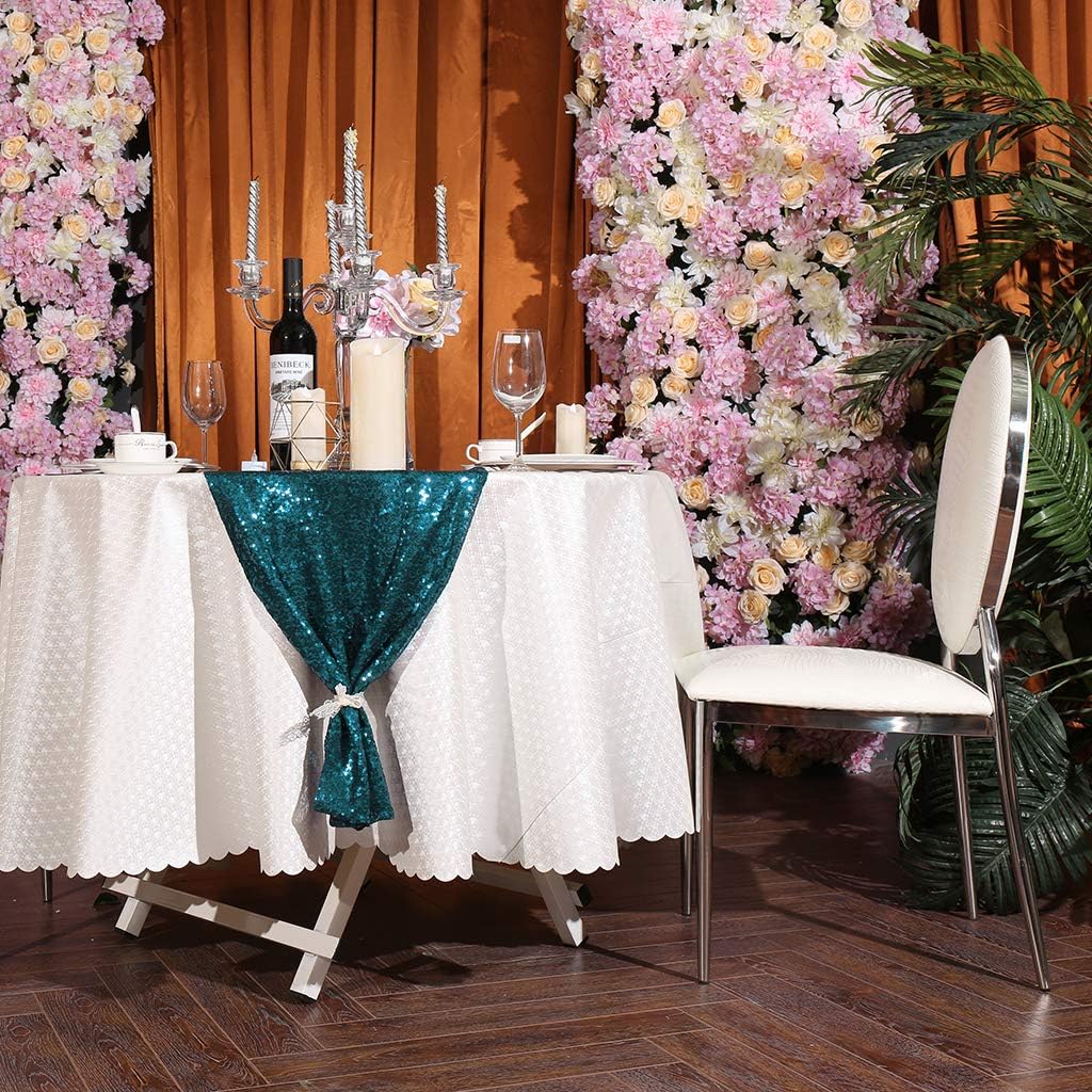 Eternal Beauty Teal Table Runner for Wedding, 2PCS-12x72 Sequin Table Runner Decorations for Birthday Parties, Banquets, Graduations,Christmas