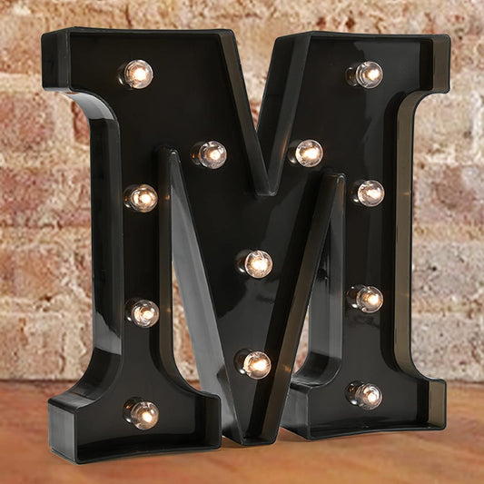 Decorative LED Illuminated Letter Marquee Sign - Alphabet Marquee Letters with Lights For Wedding Birthday Party Christmas Night Light Lamp Home Bar Decoration M, Black