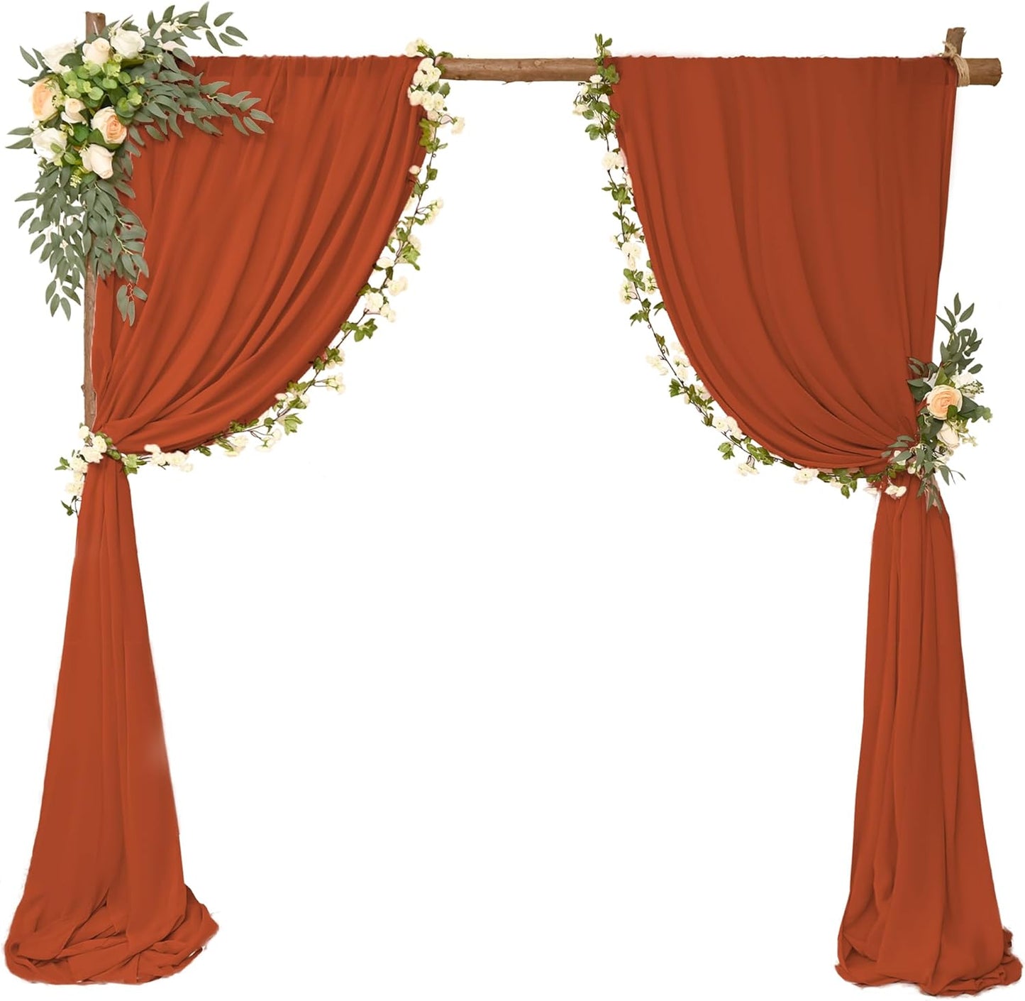 4 Panels Wedding Arch Draping Fabric 28" x20Ft Chiffon Wedding Arch Drapes Chiffon Fabric Drape Sheer Backdrop Curtain for Weddings Party Ceremony Birthday Reception Backdrop Ceiling Décor(Terracotta)