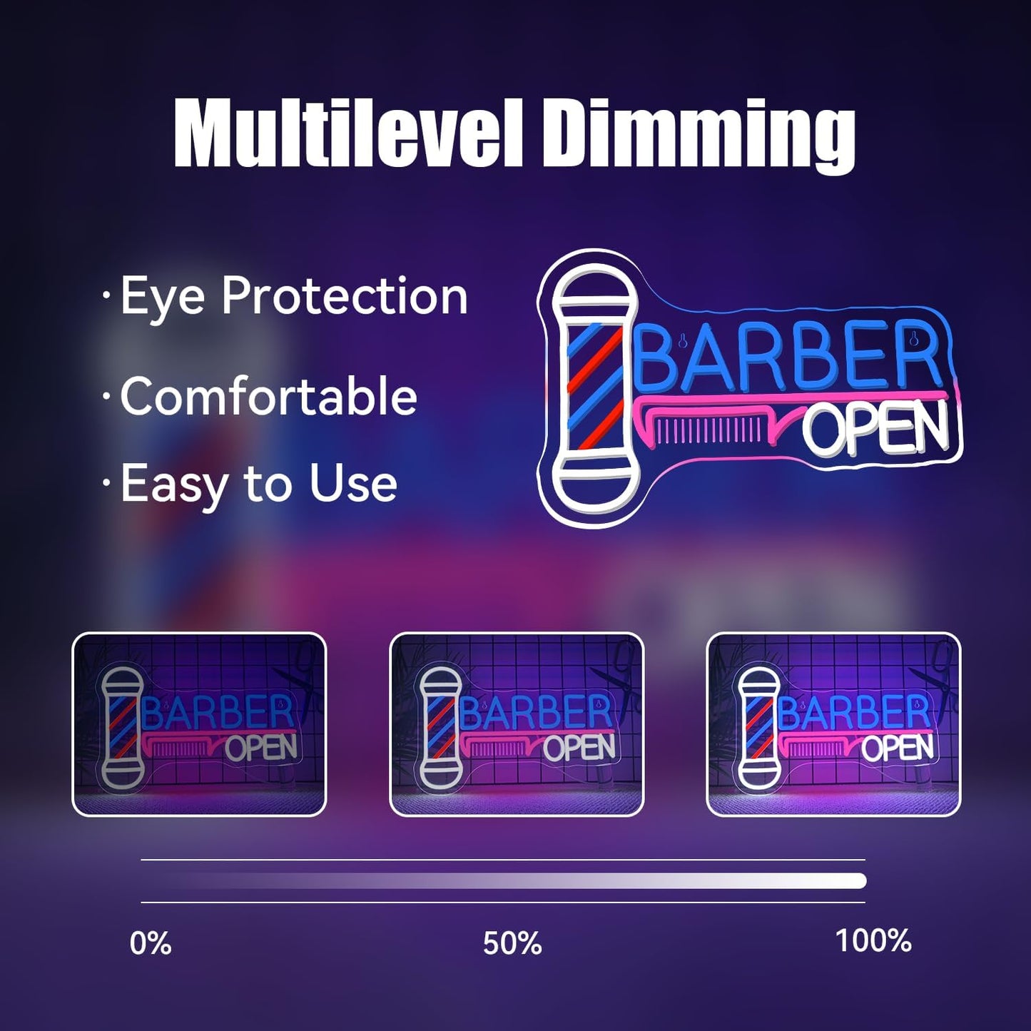 Ineonlife Barber Open Neon Sign Accessories Light Up for Wall Decor Modern Led Sign for barbershop Small Acrylic Art Decor for hair salon make up shop Decorations 15.74x14.17 inch USB POWER