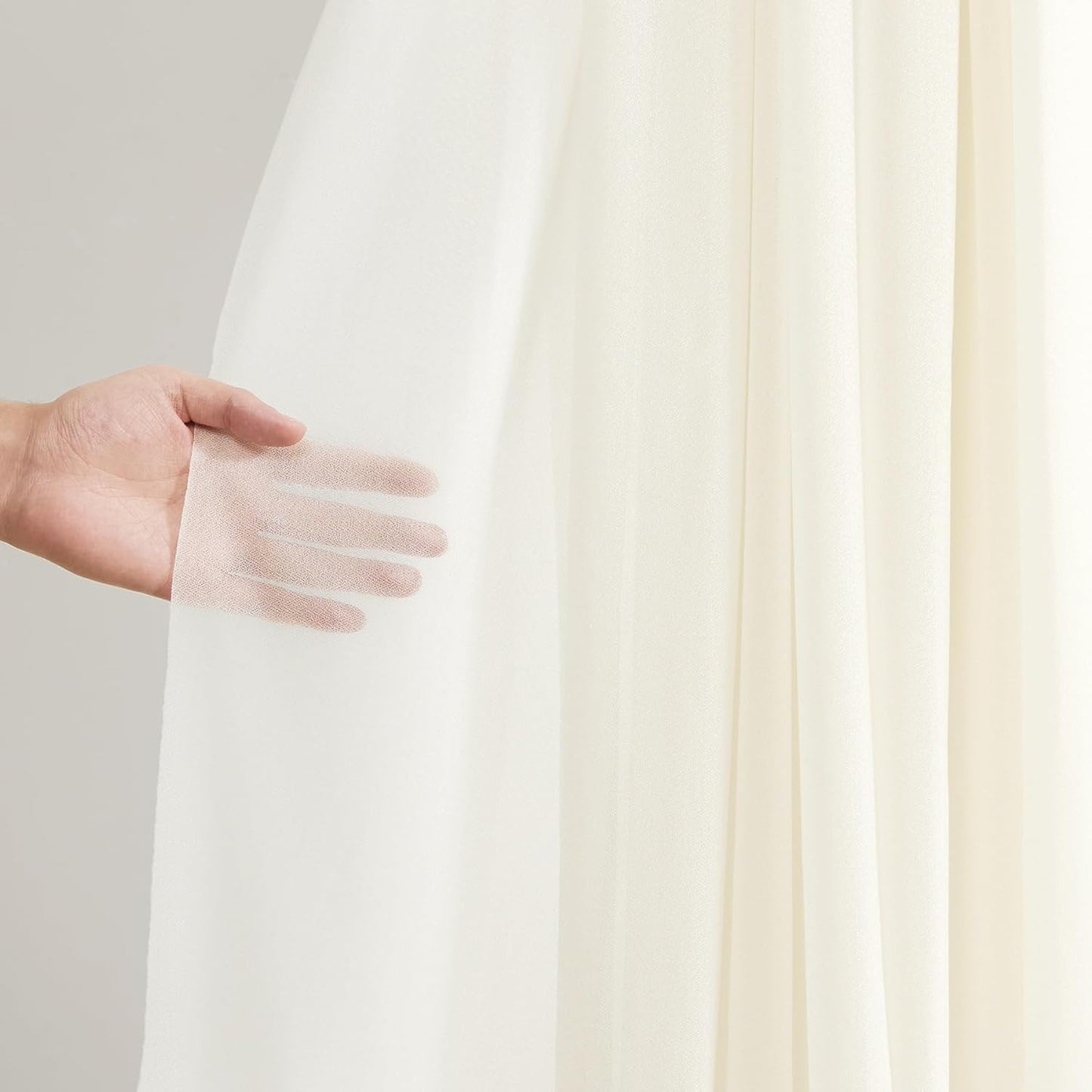 30" x 20Ft Wedding Arch Draping Fabric, 1 Panel Ivory Sheer Curtain Drapes Extra Wide & Long Backdrop Curtains for Wedding Arch Ceremony Birthday Party Decorations