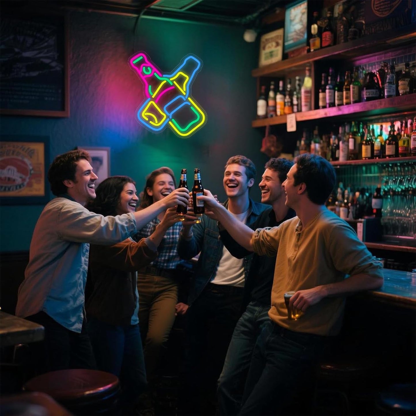 Beer Neon Sign for Wall - Cheers LED Bar Light Sign, Man Cave Decor, Dimmable LED Neon for Home Bar, Garage Pub Sign, Gifts for Beer Lovers