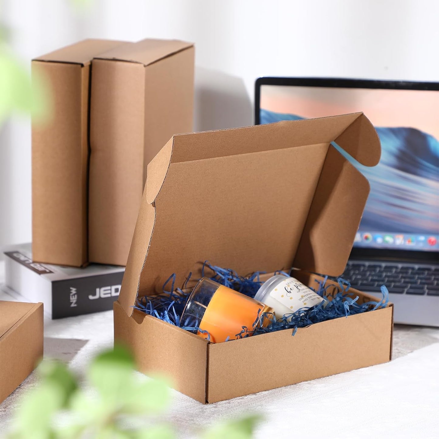 Qilery 200 Pcs Shipping Boxes Cardboard Gift Corrugated Cardboard Brown Boxes Mailer Packaging for Mailing Small Business Present (6 x 4 x 3 Inch)