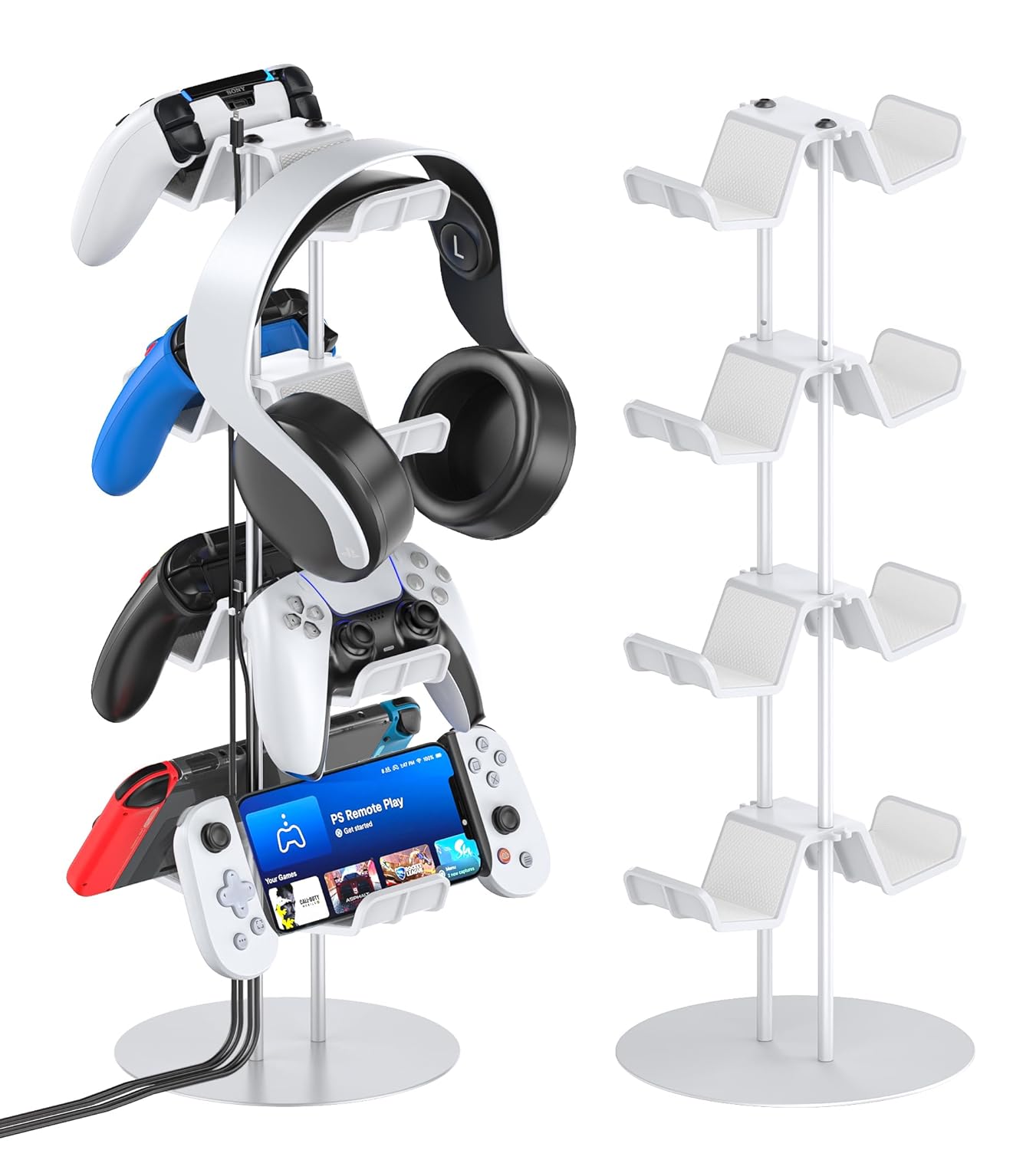 Kytok Gamer Gifts, Headset Stand 4 Tiers with Cable Organizer, Controller Stand Compatible with PS5/Xbox/Nintendo Switch/PS Portal/PS4, Headset Holder & Controller Holder