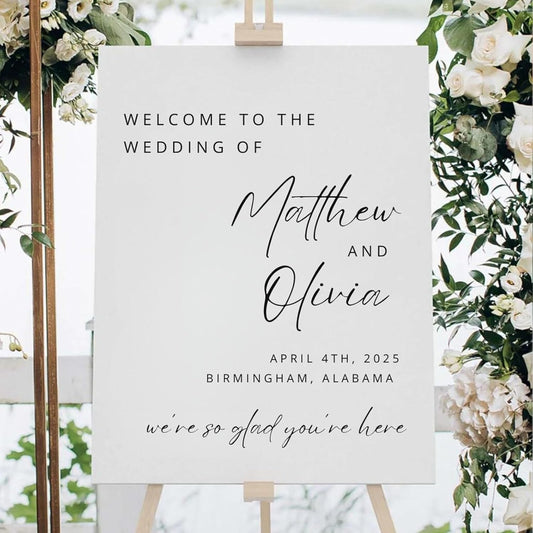 Welcome Wedding Sign Personalized, Personalized Wedding Welcome Sign Modern, We're So Glad You're Here