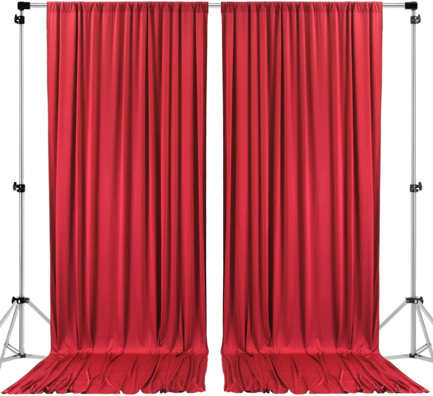 AK TRADING CO. 10 feet x 8 feet IFR Polyester Backdrop Drapes Curtains Panels with Rod Pockets - Wedding Ceremony Party Home Window Decorations - RED