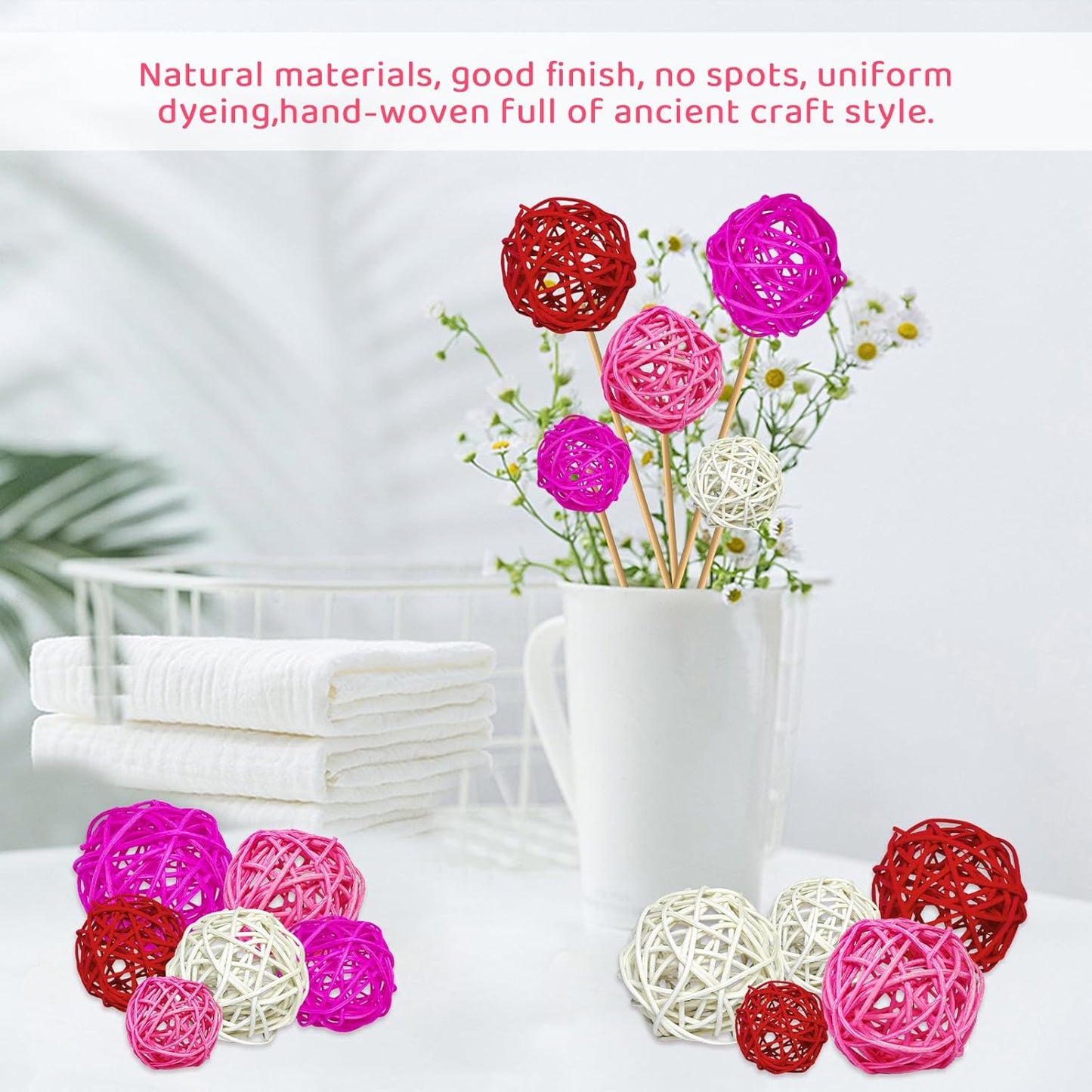 Valentine's Day Rattan Balls 36pcs Decoration for Home Decoration Valentine's Day Decoration