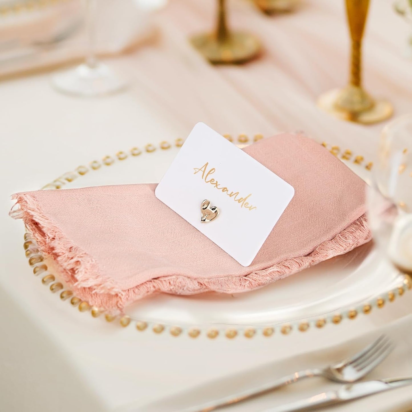 UNIQOOO 24Pcs Decorative Gold Love Heart Place Card Holders Bulk, Romantic Name Card Stands Set, for Wedding Engagement Decor, Table Setting, Business Card, Name Tag, Party Food Labels