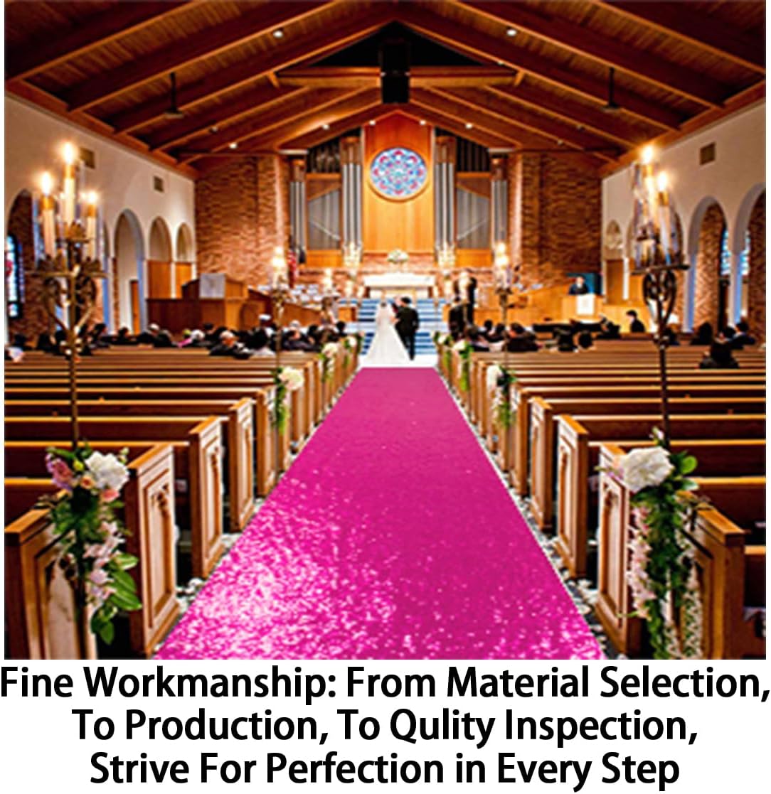 ShinyBeauty 4FTx15FT-Sequin Aisle Runner-Fuchsia Sparkly Carpet Runner for Wedding/Christmas/Thanksgiving Decor