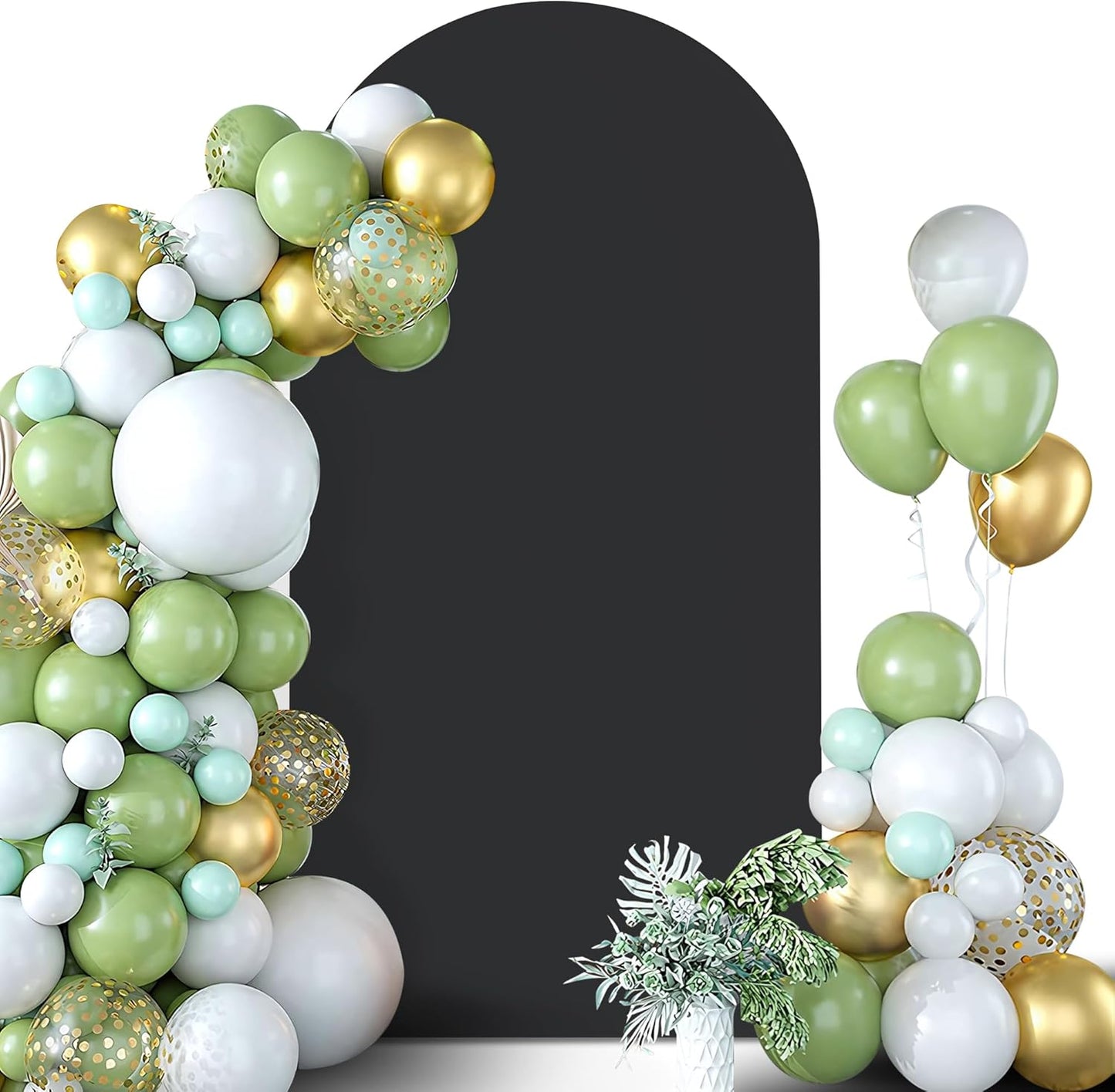 Arch Backdrop Stand Cover 6Ft Black Thick Spandex Fabric Arch Backdrop Cover High Elasticity Fitted Round Top for Wedding Birthday Party Baby Shower Garden Decoration