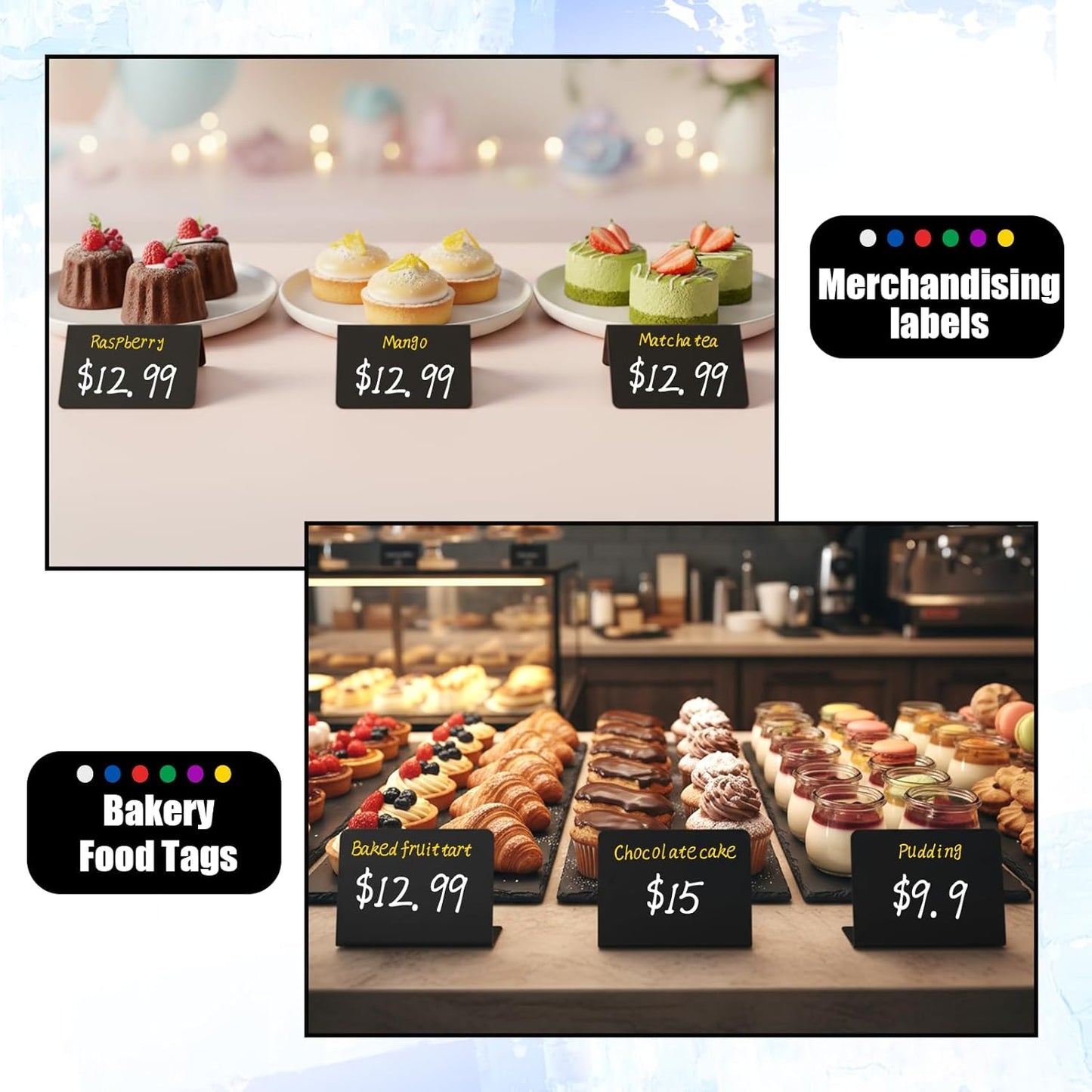 40 Pack 4"x3" Mini Chalkboard Signs for Food, Reusable and Reserved Small L-Shaped Food Labels for Party Buffet, Easy to Write and Wipe Out, Message Board Signs, Weddings, Birthday, Bakery