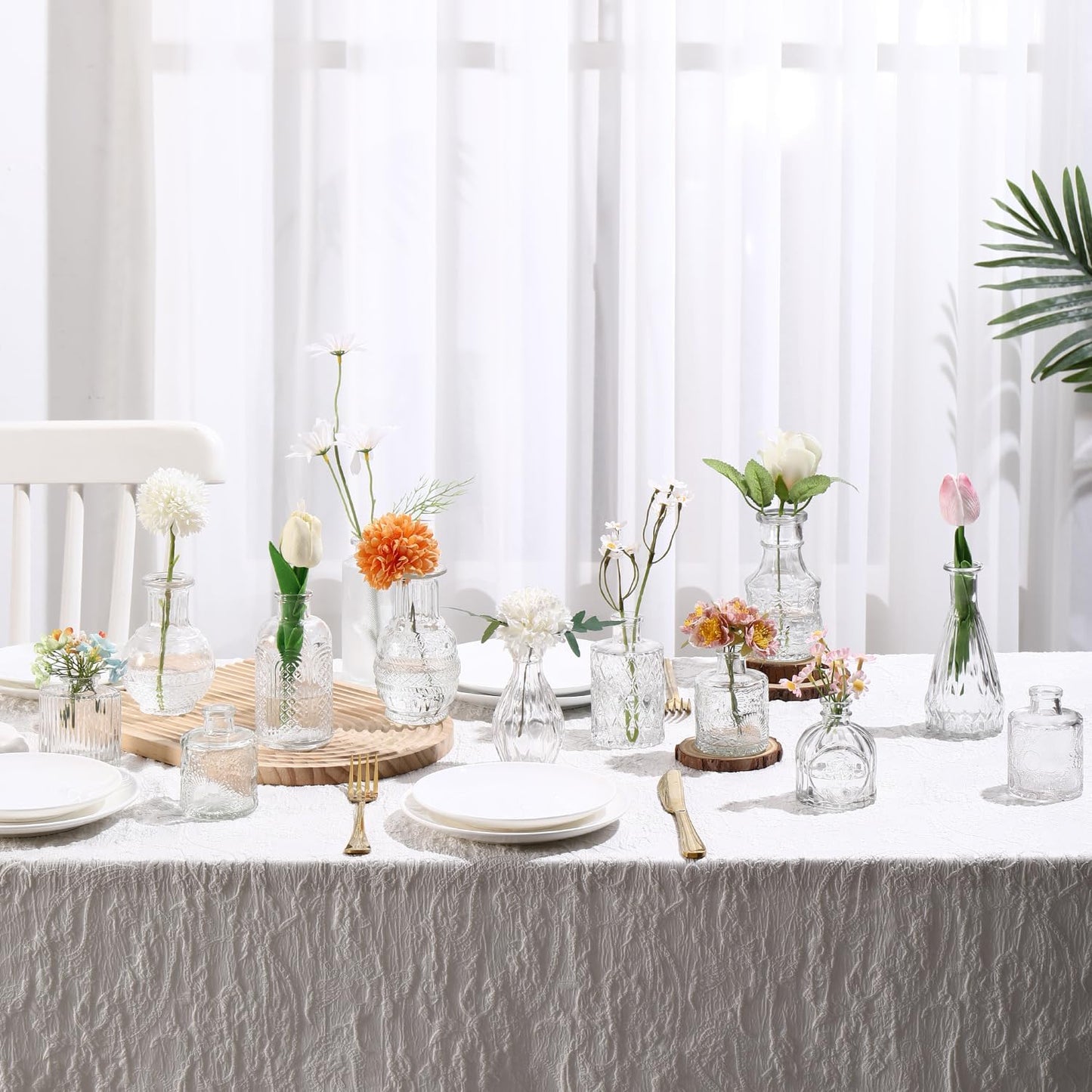 Bud Vases in Bulk 50, Glass Vases for Centerpieces, Small Vases for Flowers, Small Flower Vase for Centerpieces, Mini Vintage Vase, Clear Bud Vases for Wedding Table Decor