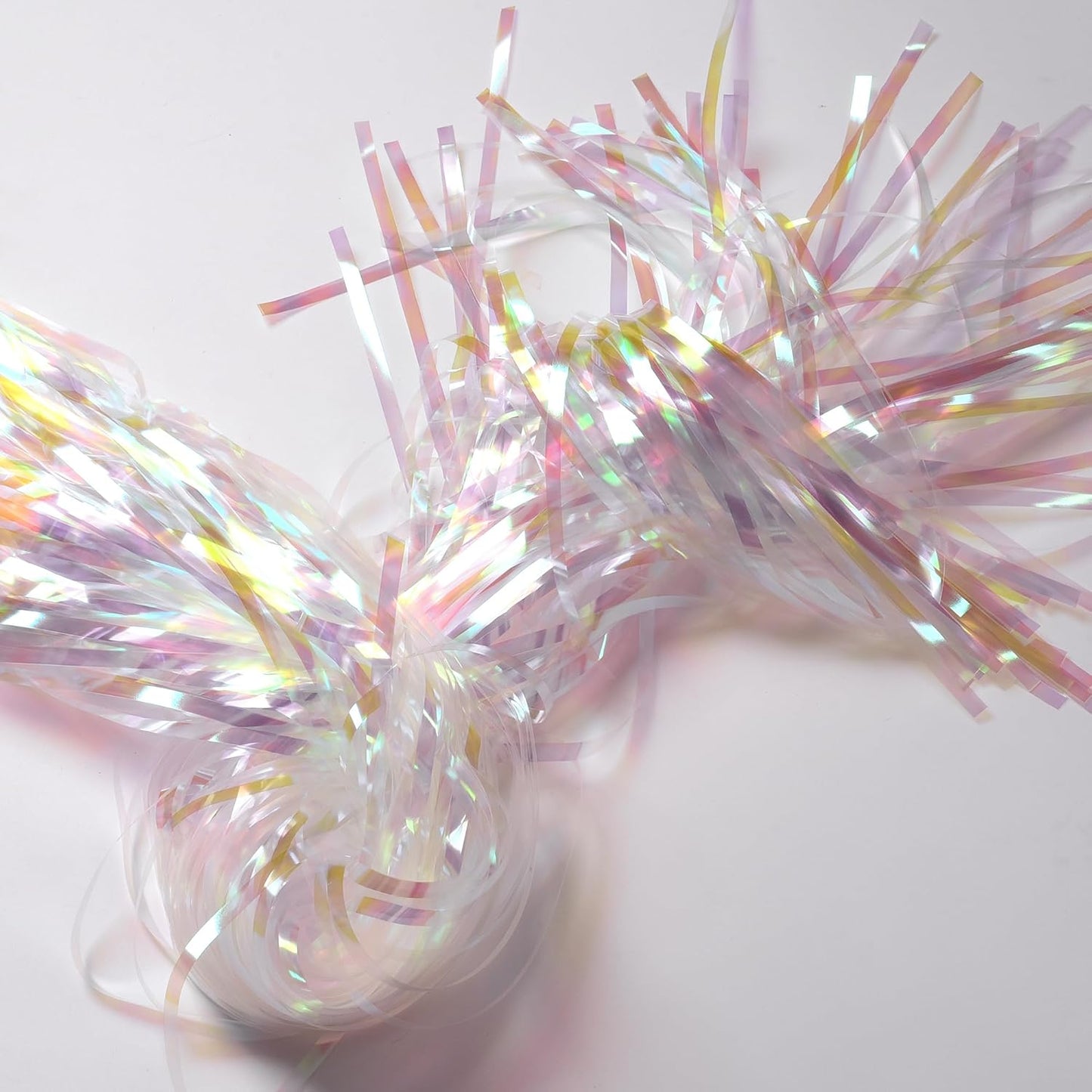 BRAVESHINE Party Decorations Iridescent Foil Fringe Backdrops - 2 Pack 3.2 x 6.5 ft Holographic Tinsel Photo Booths Pros Streamer Curtains for Easter Girl Birthdays Engagement Unicorn Parties - Clear