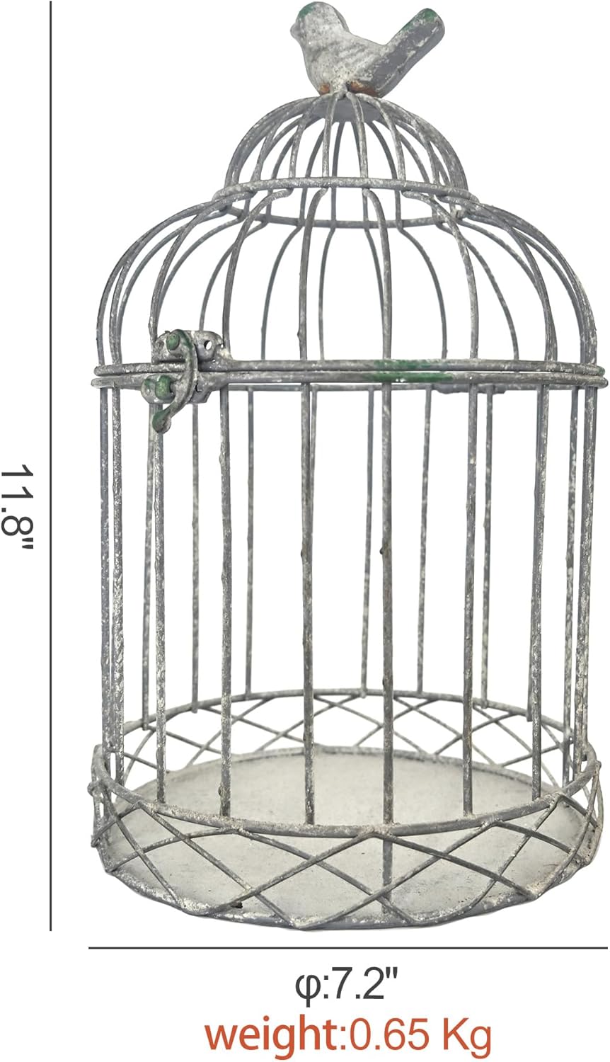 Rustic Farmhouse Metal Planter Holder Vintage Birdcage Candle Holder Distressed Deractive Flower Stand for Wedding Decor Party Centerpieces Garden Home Patio Outdoor Indoor Decor