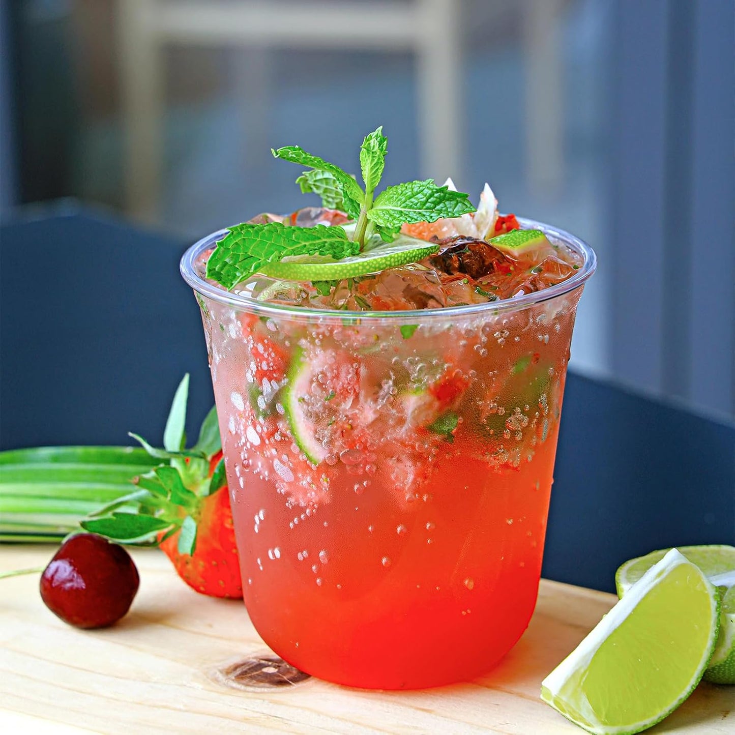 100 Pcs 12oz Disposable Stemless Clear Plastic Cups Crystal Plastic Wine Glasses Round Bottom Cold Drinking Cocktail Party Cups for Meeting Weddings Birthdays Christmas Party Supplies