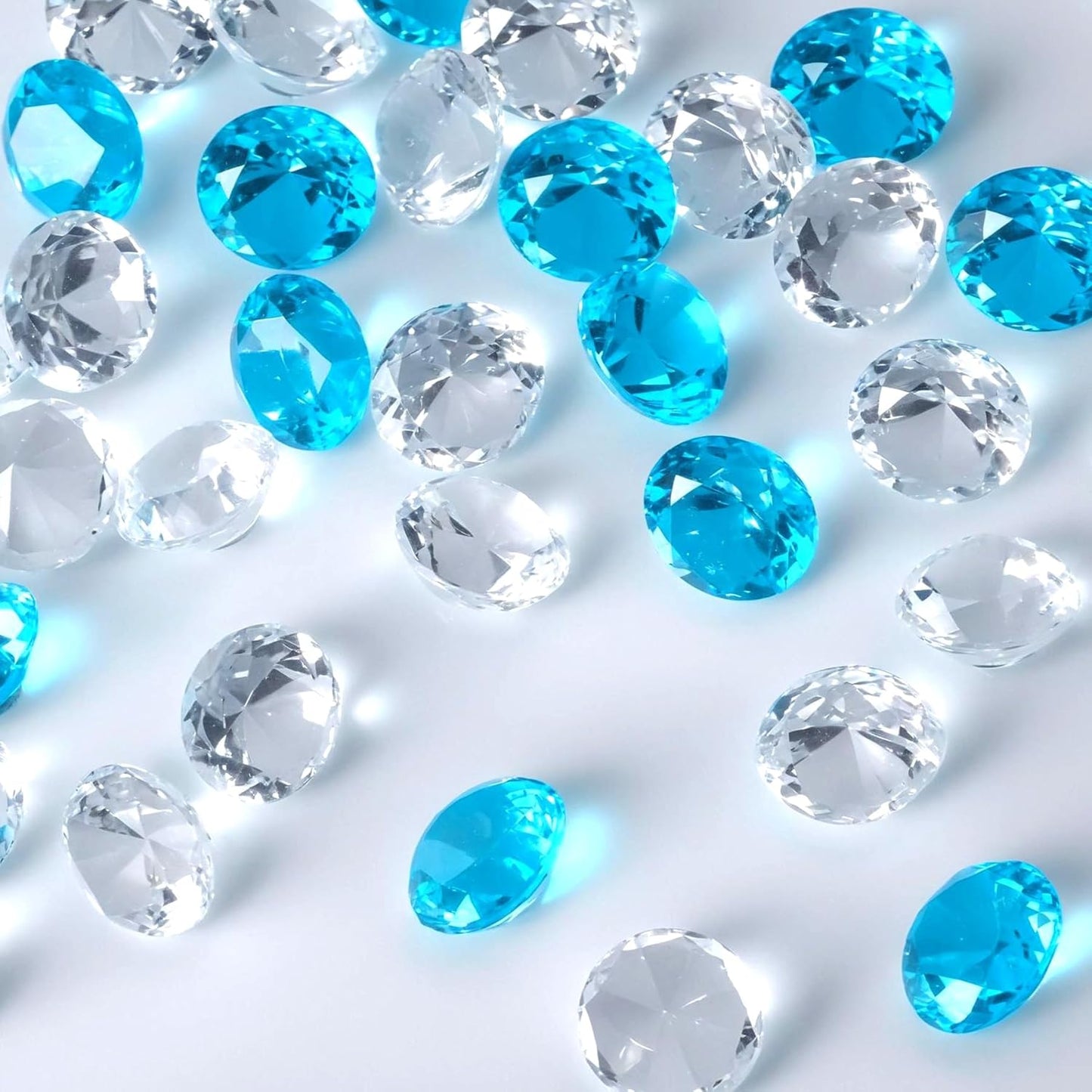 Acrylic Diamond Fake Gems Vase Filler, Babenest 240pcs 3/4 Inch Faux Diamonds Crystals Jewels for Table Scatters Wedding Party Event Arts & Crafts Birthday Decoration (240, Baby Blue/Clear)