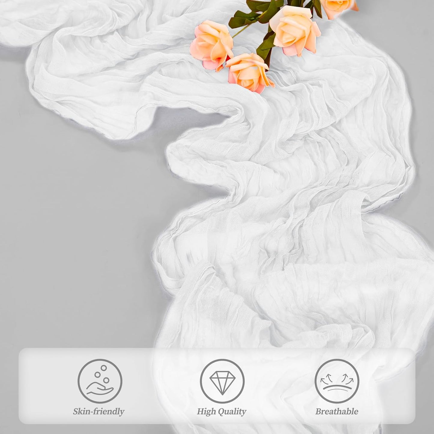 10FT 20 Pack White Cheesecloth Table Runner 20 x 120 Inch Long Rustic Gauze Cheese Cloth Table Runner for Wedding Bridal Baby Shower Table Decorations Boho Fabric Sheer Birthday Party Table Decor