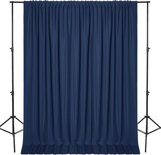 DWCN 10x8 FT Navy Blue Backdrop Curtains for Parties, Photography Backdrop Drapes with Rod Pockets for Wedding Decorations Stage Birthday Family Gatherings, 2 Panels 5ft x 8ft