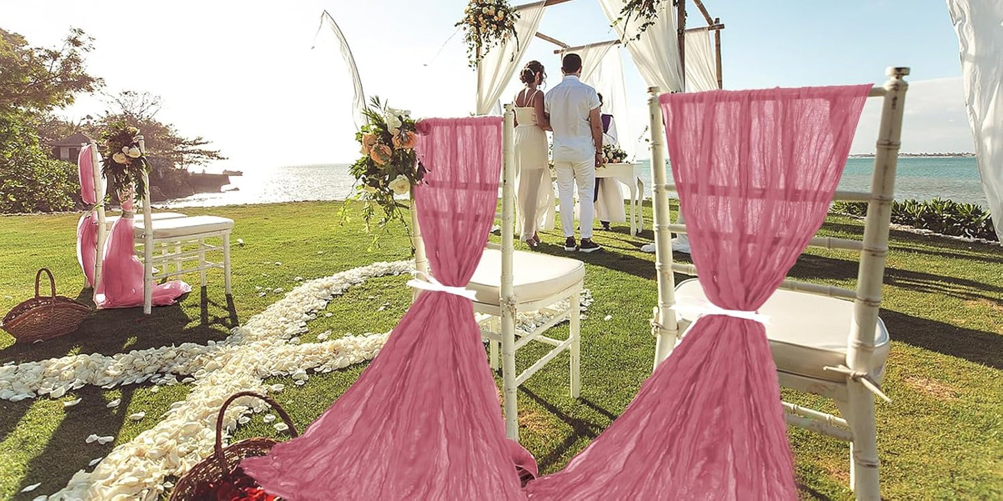 50 PCS Cheesecloth Chair Sashes, Bows Designed ChairSashes, 15.7x108 inch Chair Sashes for Aisle Decorations Universal Chairs Cover Decoration for Wedding Reception Party Banquet (Dusty Rose)