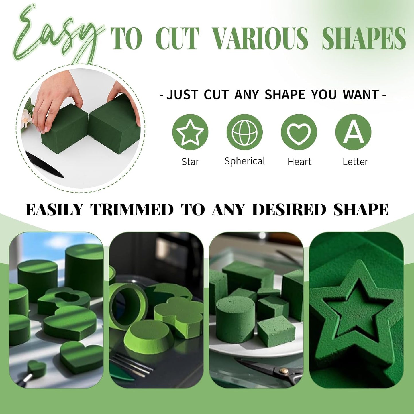 Aktor 24 Pcs Floral Foam Blocks for Fresh & Artificial Flower Arrangement, 8.8” x 4.1” x 2.7” Green Wet Foam for Wedding, Birthdays, Home, Office, and Garden Decorations