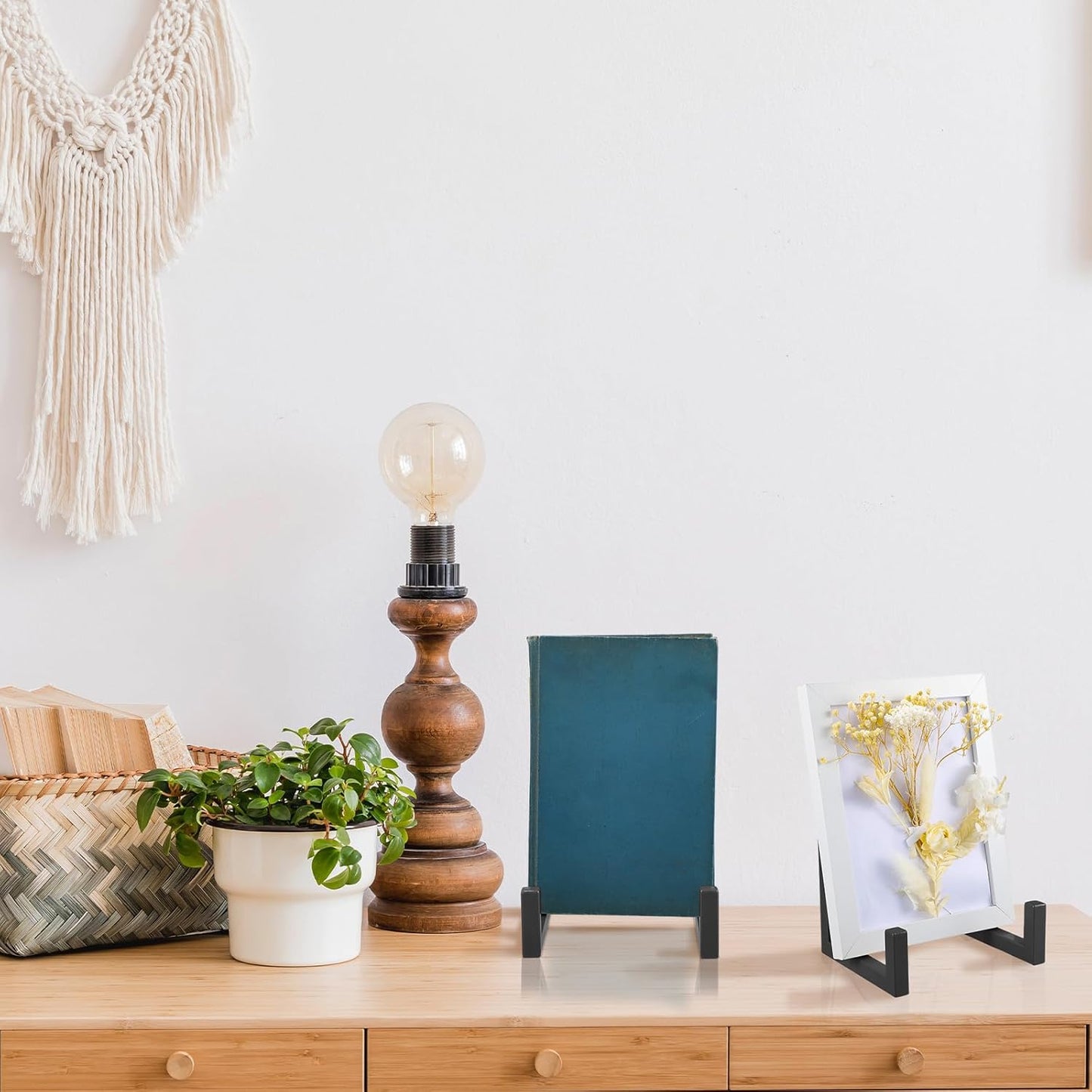 Sweetude 2 Pcs Large Plate Stands for Display Metal Frame Plate Holder Display Stand Decorative Table Top Easels for Picture, Book, Platter, Photo Easel(Black,10 Inch)