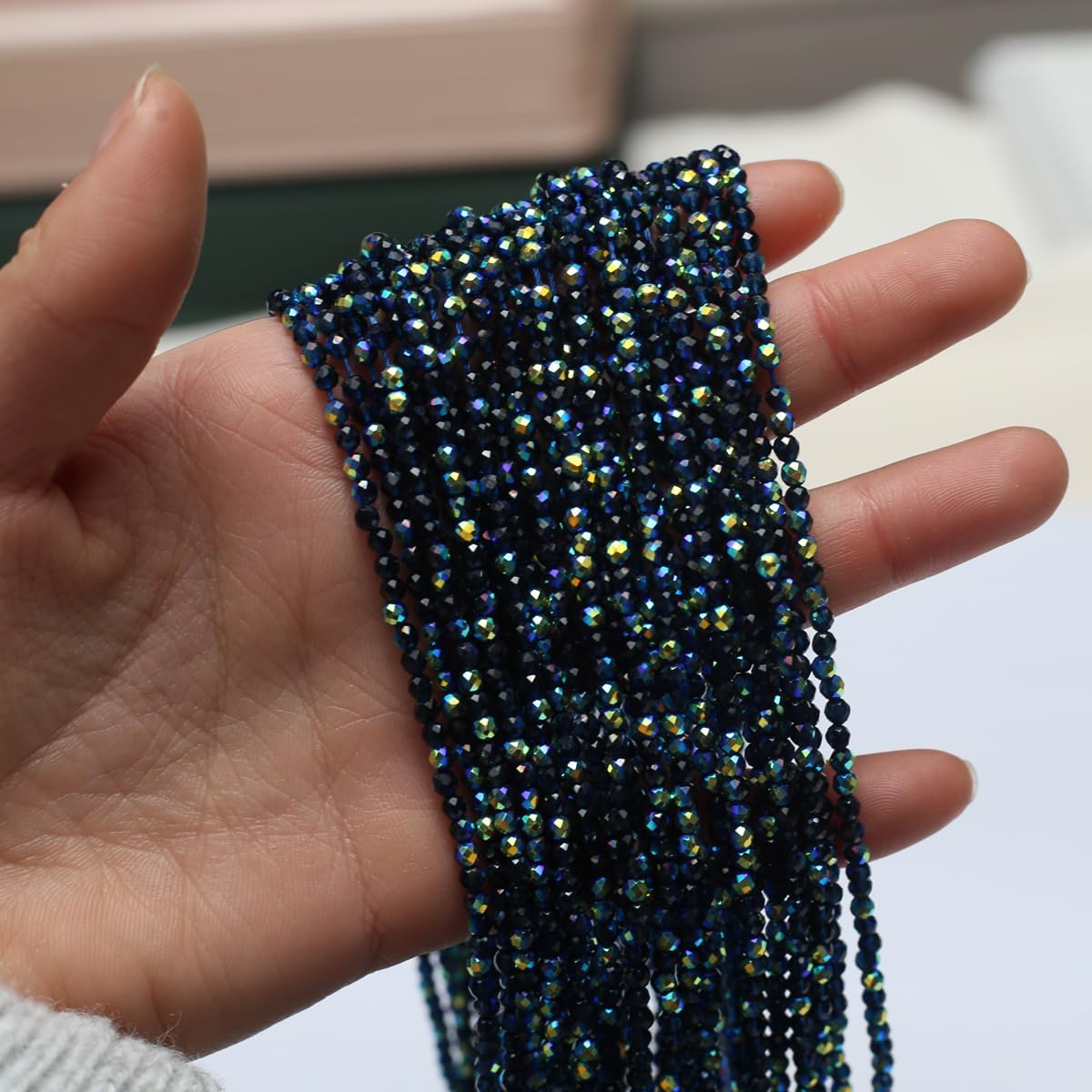 10 Strands Artificial Color Plating Faceted Beads Synthetic Colorful Crystal Beaded for Jewelry Making Necklace Decoration 3mm