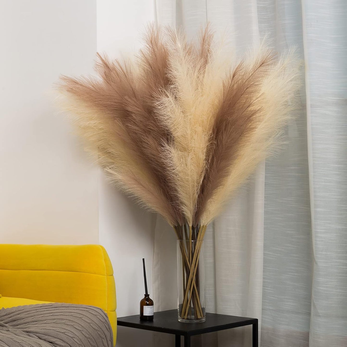 EVODIS Faux Pampas Grass 8 Stems, Artificial Pampas Grass - 43 inch Extra Large Pompass Grass Tall Pompous Boho Flower Arrangement and Floor Vase Filler Home Decor for Room Wedding Party