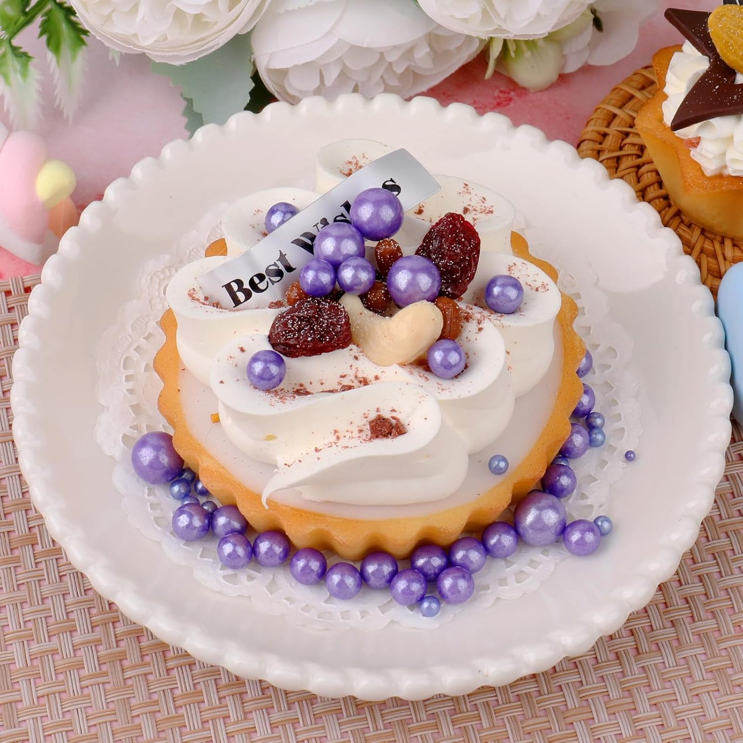 Purple Pearl Sprinkles for Cake Decorating, 11.3 Oz Edible Pearls Sugar 4 Sizes Gift Box Set for Baking Cookie Ice Cream Cupcake Toppings