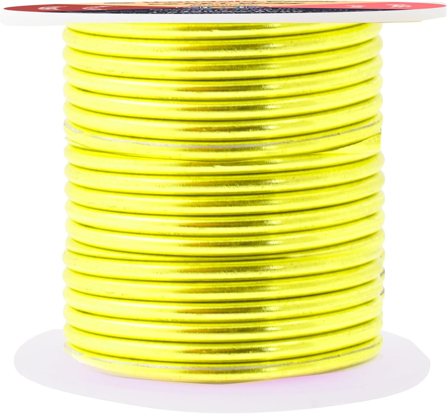 Mandala Crafts 8 Gauge Anodized Aluminum Craft Wire for Jewelry Making - 32 FT Colored Flexible Yellow Green Wire - Bendable for Bonsai Armature Crafting Sculpting