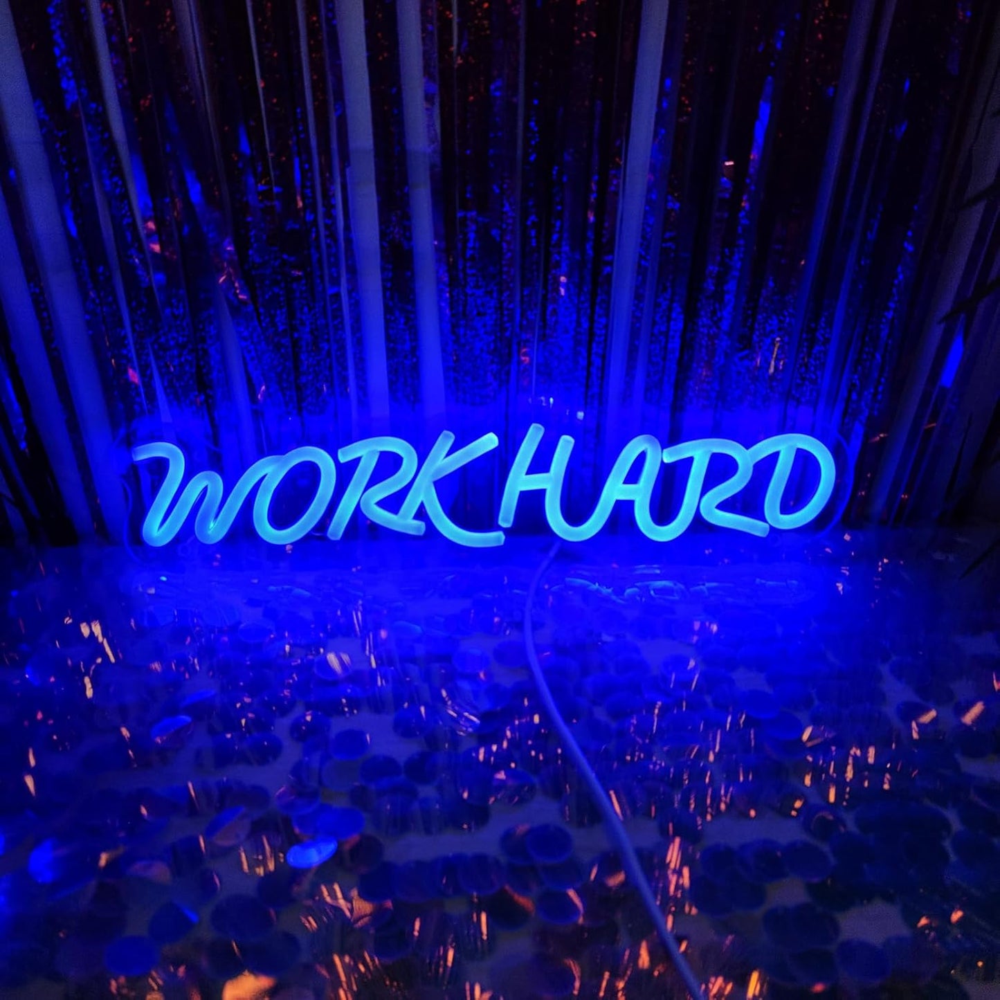 Work Hard Neon Signs for Wall Decor, Neon Light Sign LED Signs for Wall Light Signs Wall Decor for Office Man Cave Beer Bar Pub Restaurant Birthday Party, 15.3" x 3.4"