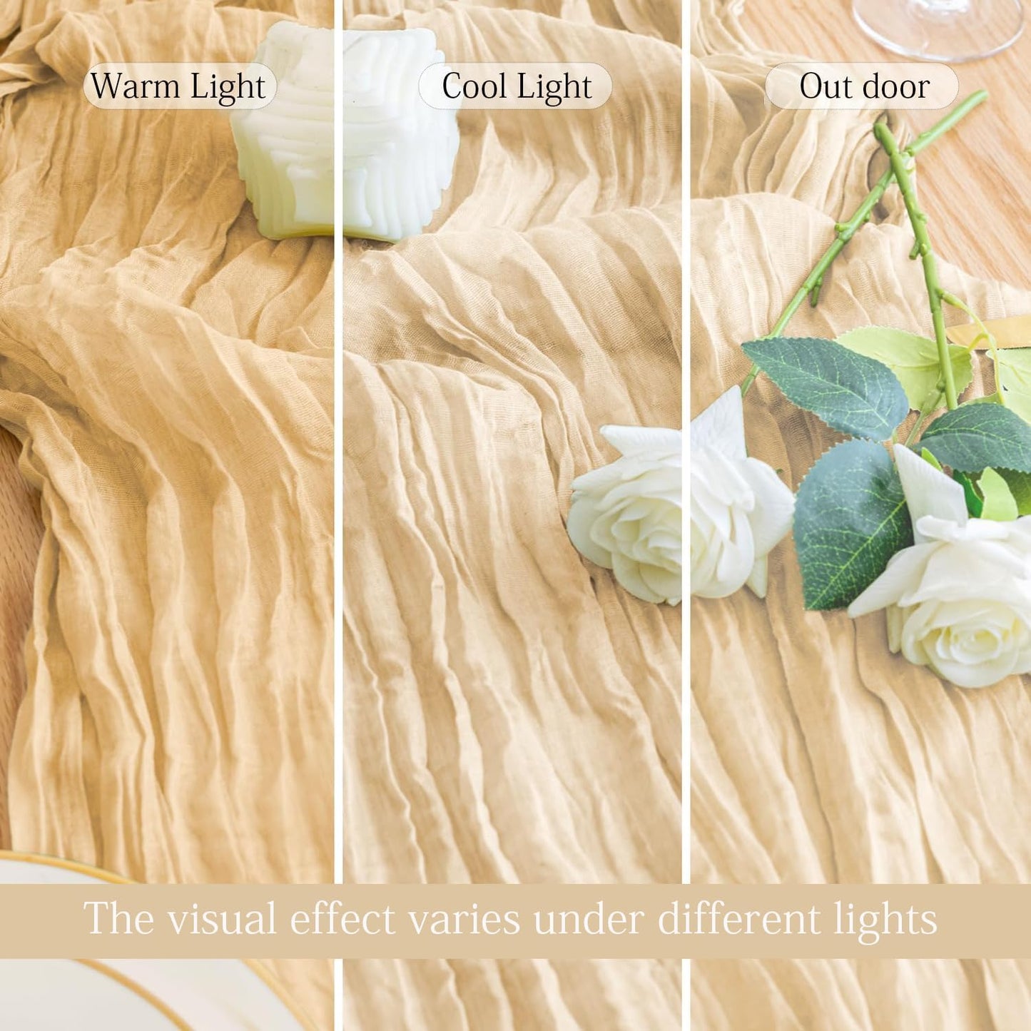 6 Pack Beige Cheesecloth Table Runner 23x120 inch Rustic Boho Gauze Table Runner 10 FT Long Sheer Cheese Cloth Fabric Table Runners for Romantic Wedding Bridal Shower Birthday Party Decor