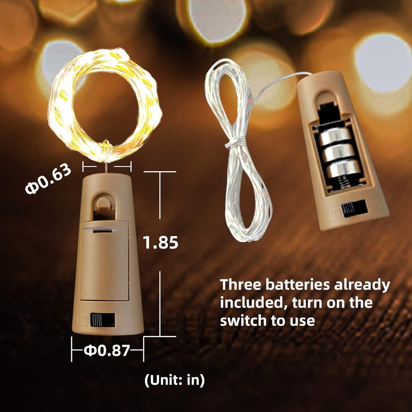 30 Pack Wine Bottle Lights with Cork, 20 LEDs, 6.6 Ft, Fairy Mini String Lights for DIY Jar Halloween, Christmas, Party Decoration, Wedding Listing (30 Pack, Warm White)