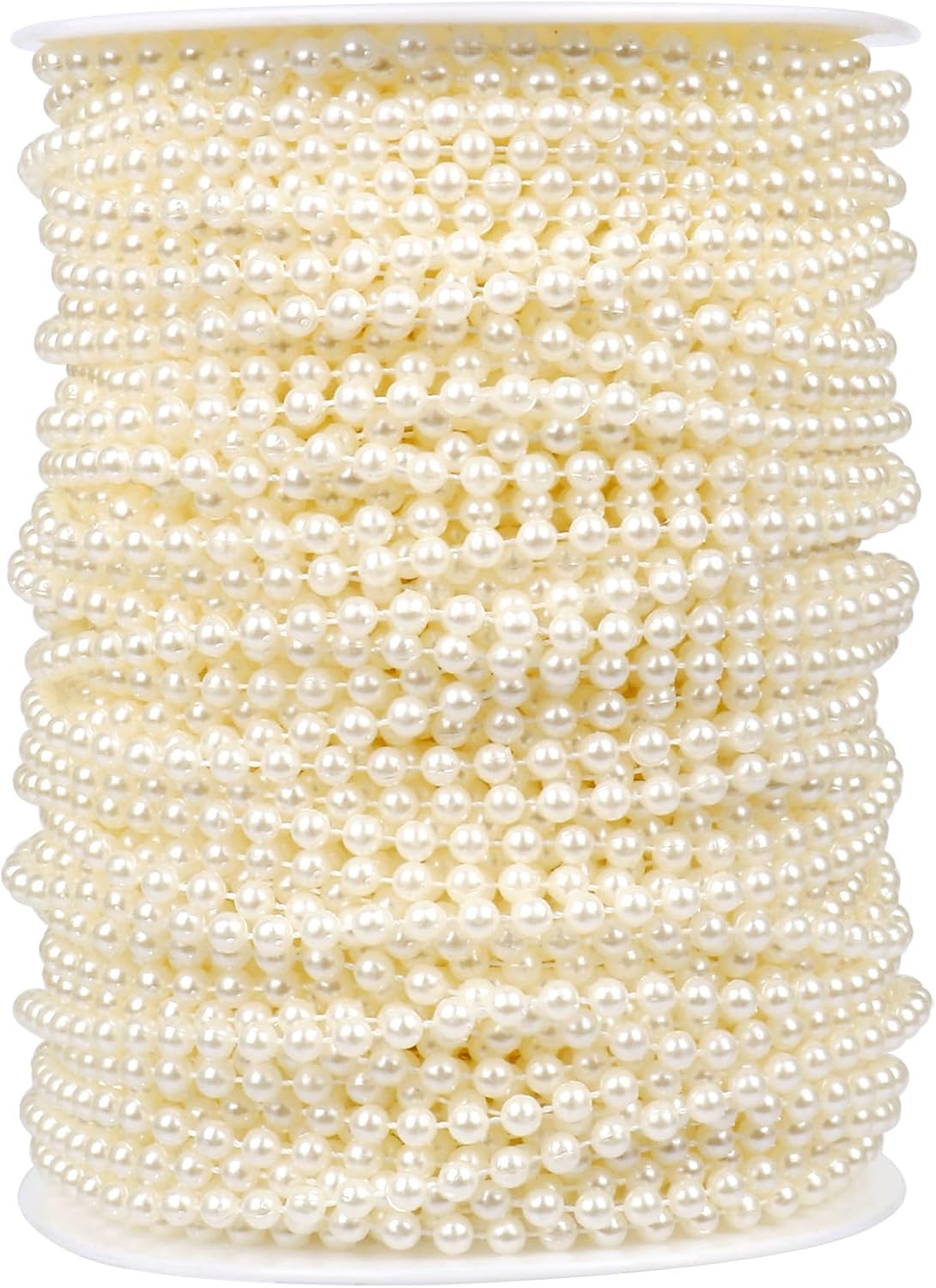 [177Feet] Pearl Beads Garland, 4MM 59 Yards Faux Pearl Beads String Roll Bulk for DIY Craft Wedding Party Christmas Tree Decoration
