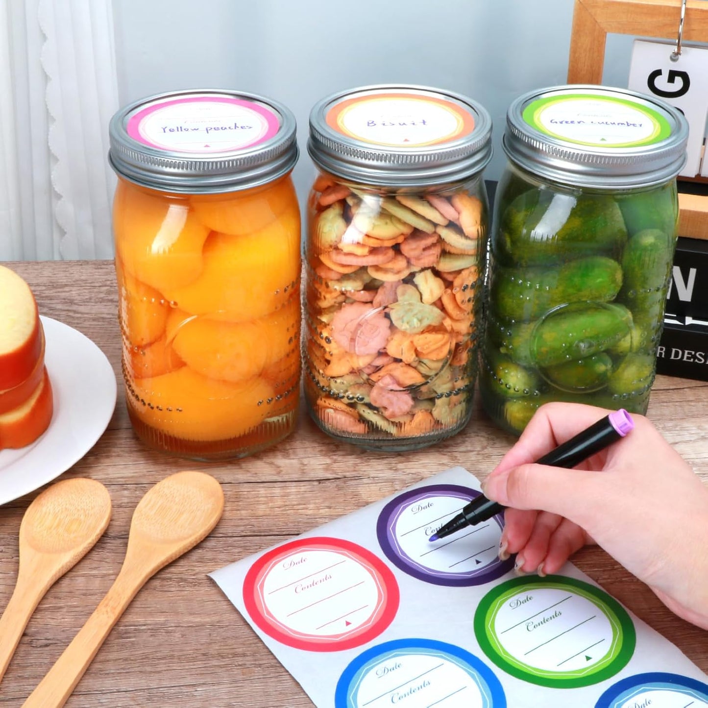 Encheng 12 Pack 32oz Wide Mouth Mason Jars with Lids and Bands,Clear Glass Canning Jars for Fermenting,Preserving,Quart Size Large Mason Jars for Jam,Pickling,Meal Prep,DIY Crafts