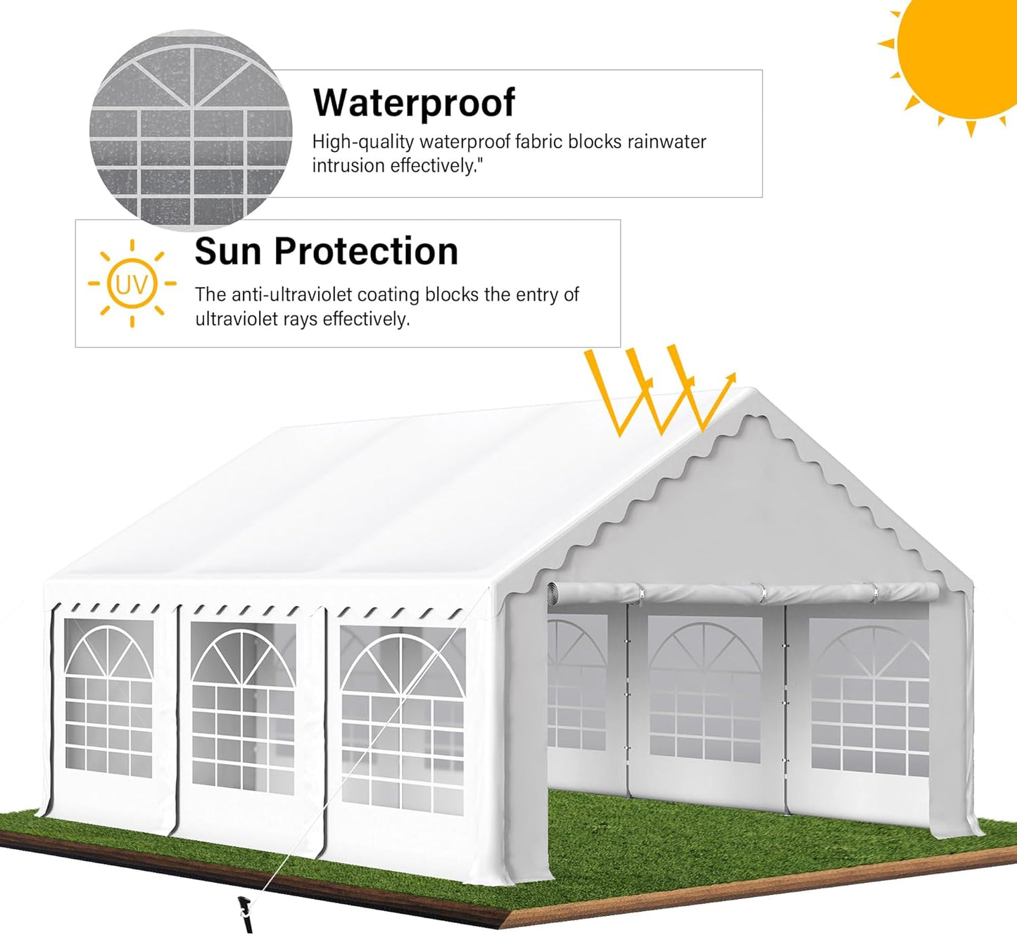 HERA'S PALACE 16'x 20' Outdoor Tents for Parties Large Canopy Tent with 8 Removable Sidewalls Heavy Duty Party Tent for Graduation Wedding and Birthday