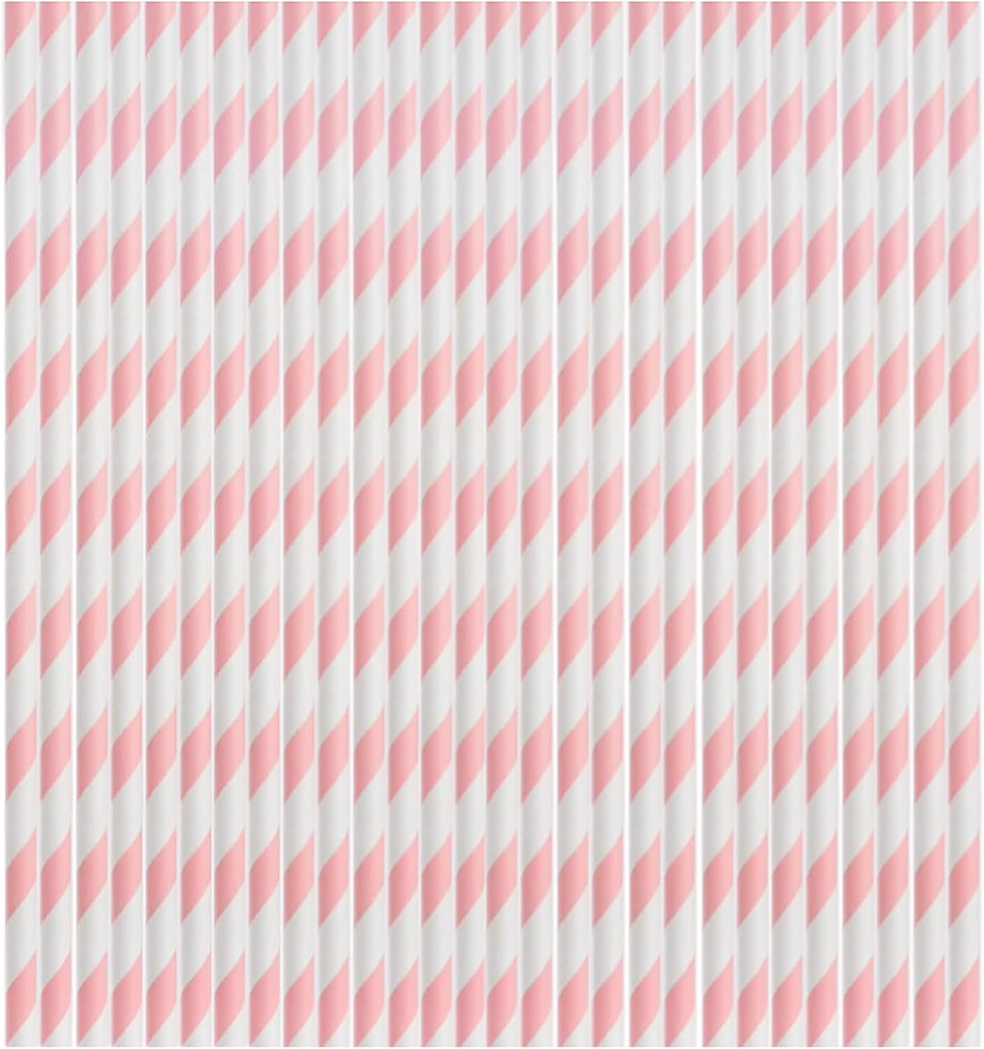 YAOSHENG pink Paper Straws for drinking, 100 Pack pink Striped paper straws for Party Supplies,Birthday,Wedding,Juice, shakes,Smoothies,cocktail