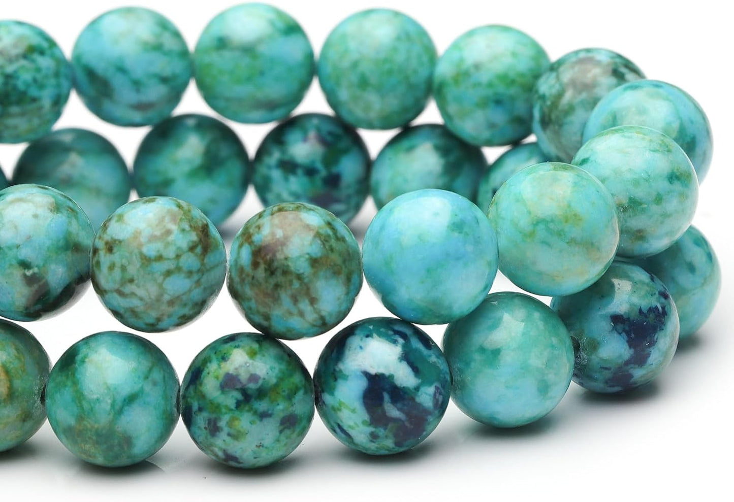 10mm Natural Stone Beads for Jewelry Making,Blue Imperial Turquoise Polished Smooth Round Gemstone Beads for Bracelet Necklace 15 Inch