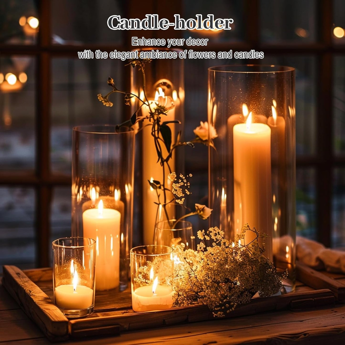 12 PCS Clear Cylinder Vases for Centerpieces | 4, 6, 8,10 Inch Tall Flower Vase for Wedding Decorations, Clear Floating Candle Vases in Bulk, Hurricane Candle Holders for Table, Home Décor