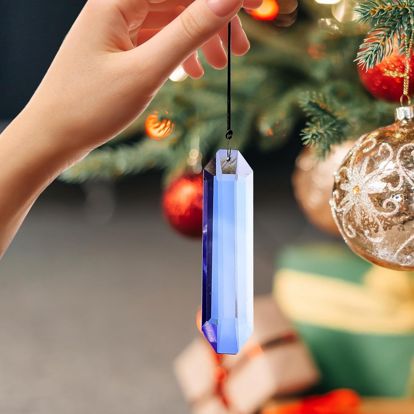 7 Pack Crystal Ornaments for Christmas Tree, Colorful Icicle Ornaments Crystal Prism Hanging Suncatchers for Windows,Indoor for Women