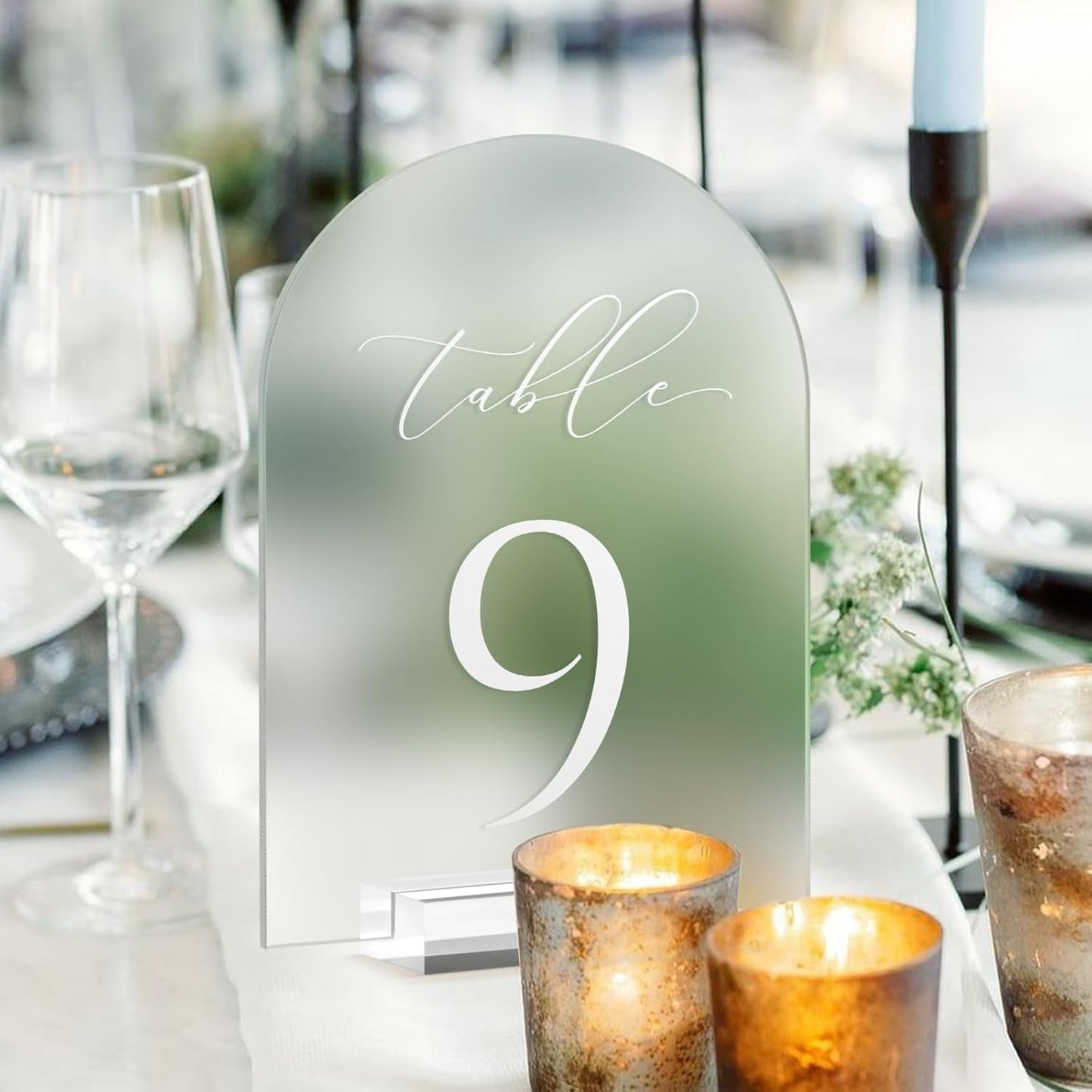 JINMURY Frosted Arch Table Numbers for Wedding, 5x7 Inch Arched Acrylic Table Numbers 1-20 with Stands, Frosted Acrylic Arch Sign with Holder for Centerpiece, Reception, Wedding, Party, Event