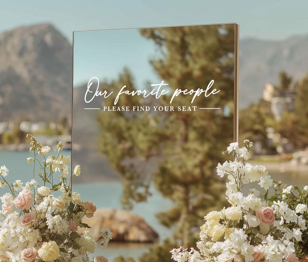Our Favorite People Decal for Calligraphy Wedding Seating Chart Sign for Vinyl Sign Please Find Your Seat Mirror Vinyl Decal (White, 20 inches Wide)
